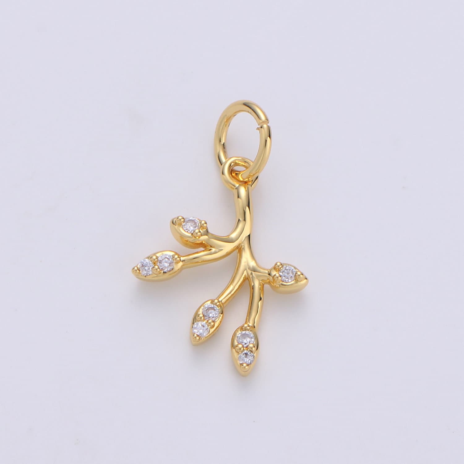 1x Gold Olive Leaf Charms Pendant,Tree Branch Leaf Charm Fit DIY Earring Necklace Jewelry Accessory DIY Craft Micro Pave Dainty Charm