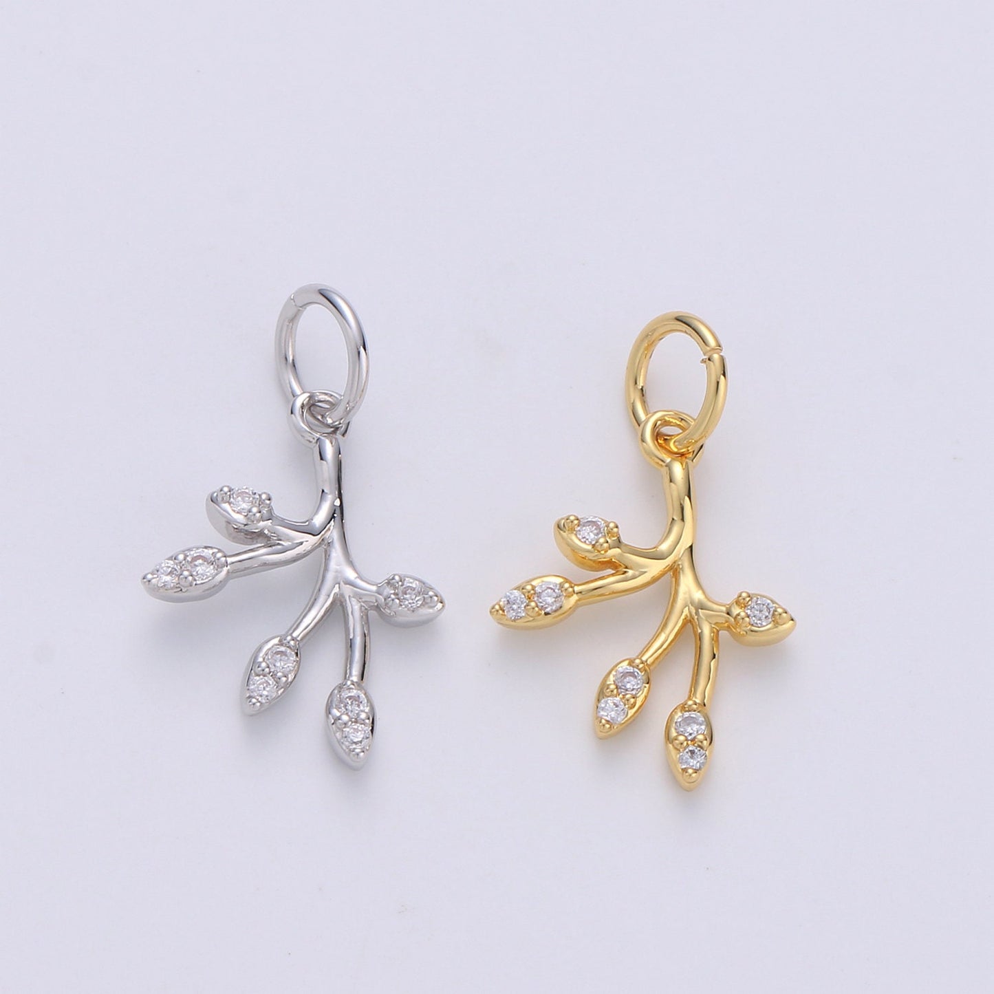 1x Gold Olive Leaf Charms Pendant,Tree Branch Leaf Charm Fit DIY Earring Necklace Jewelry Accessory DIY Craft Micro Pave Dainty Charm