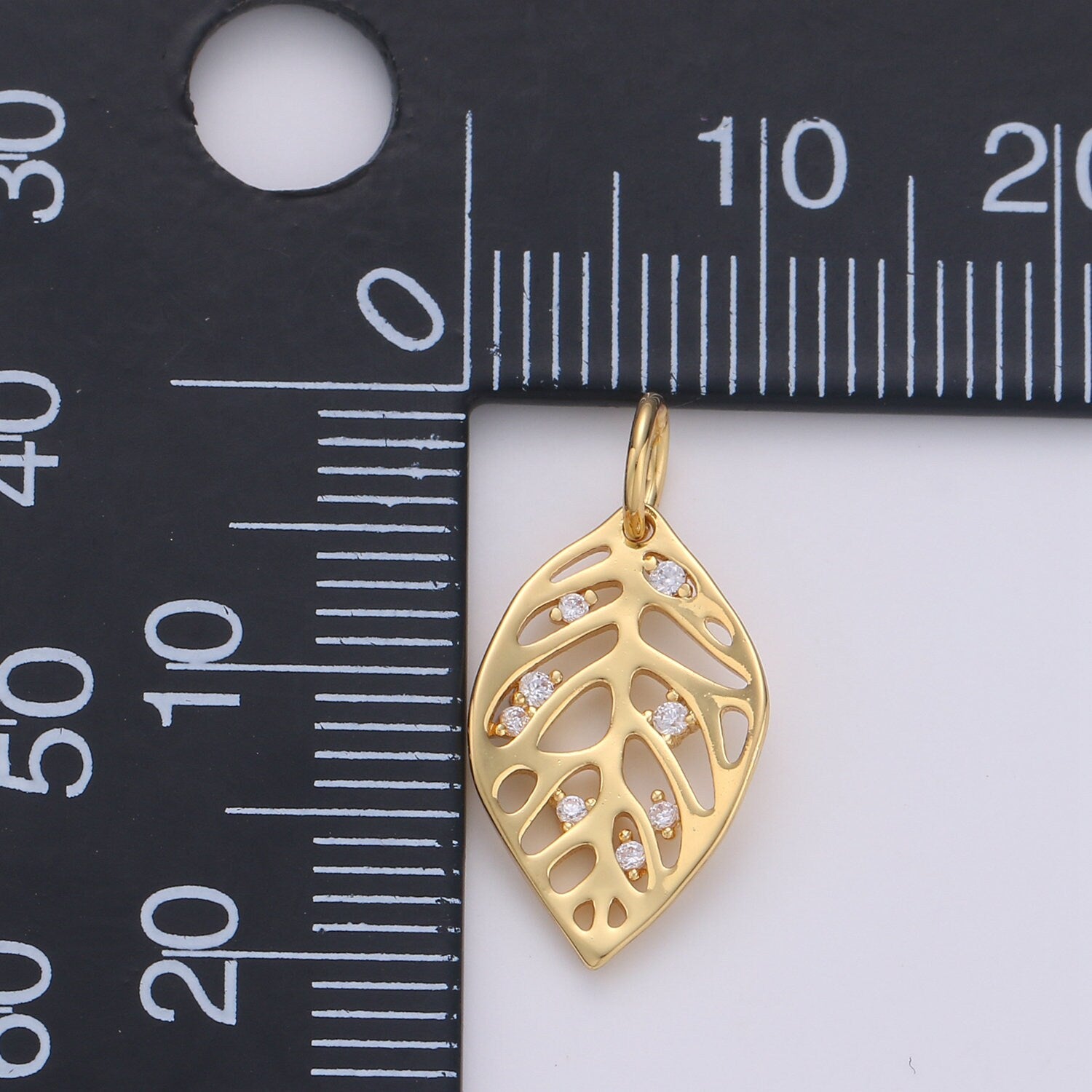1x Dainty Gold Monstera Leaf Charms Pendant, Gold Leaf Charm DIY Earring Necklace Jewelry Accessory DIY Craft Micro Pave Charm, CHGF-1599
