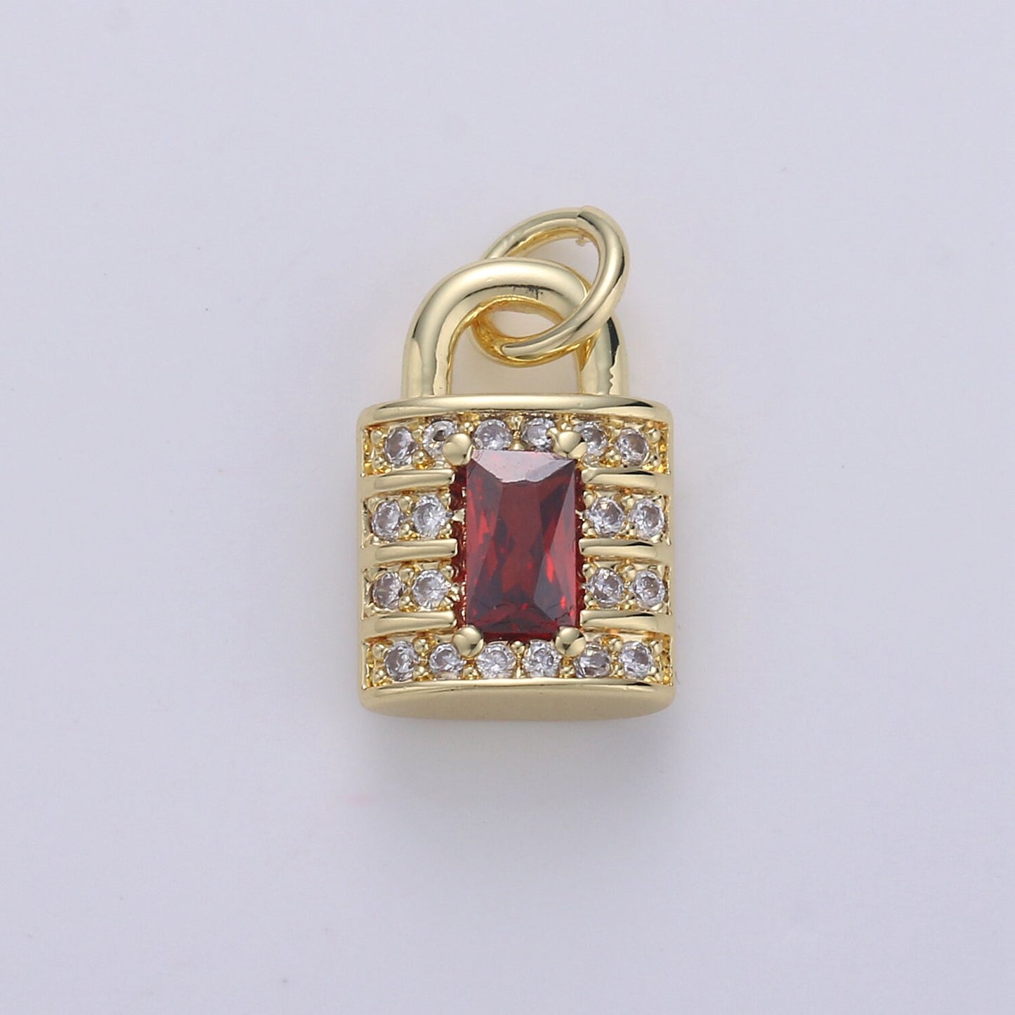 24k Gold Padlock Charms, Dainty Lock Charms, Padlock Pendant, Gold Charm, Micro Pave Padlock Bracelet Necklace Charms, 15x8mm
