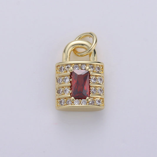24k Gold Padlock Charms, Dainty Lock Charms, Padlock Pendant, Gold Charm, Micro Pave Padlock Bracelet Necklace Charms, 15x8mm