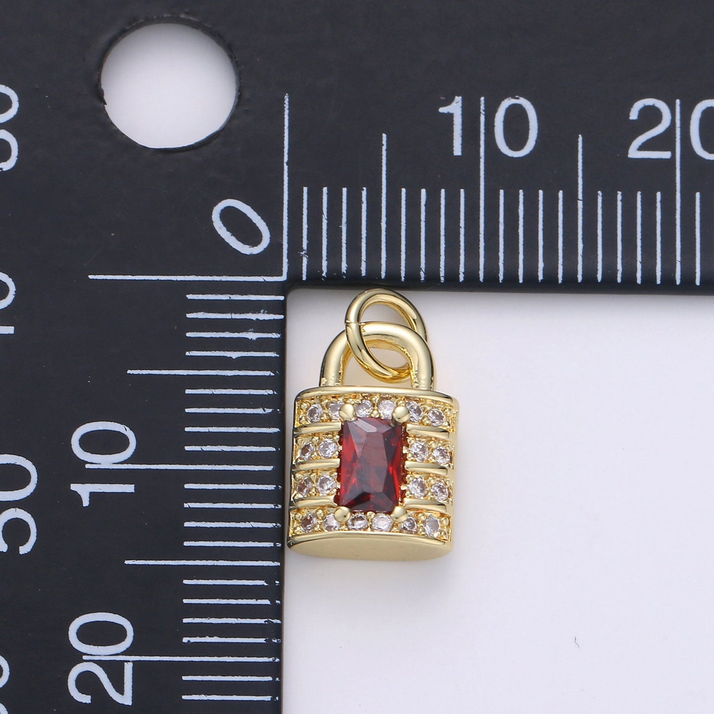24k Gold Padlock Charms, Dainty Lock Charms, Padlock Pendant, Gold Charm, Micro Pave Padlock Bracelet Necklace Charms, 15x8mm