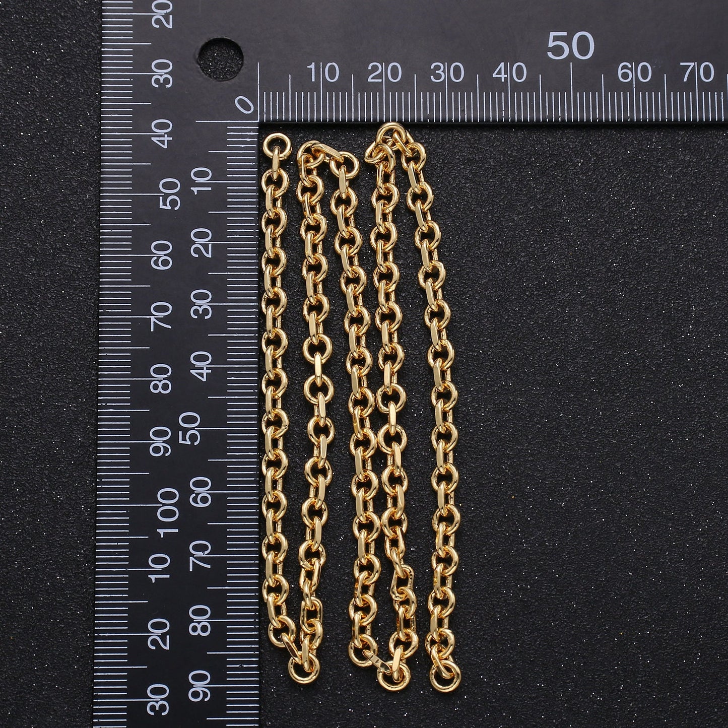 24K Gold Rolo Cable Chain by Yard, Link Cable Rolo Round Chain, Wholesale bulk Roll Chain Jewelry Making 3x3mm, Roll-229