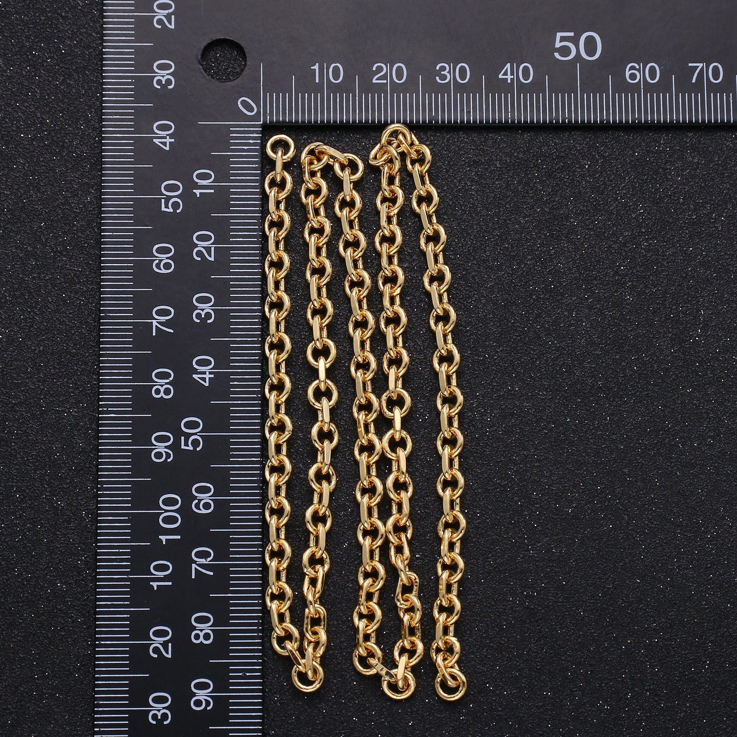 24K Gold Rolo Cable Chain by Yard, Link Cable Rolo Round Chain, Wholesale bulk Roll Chain Jewelry Making 3x3mm, Roll-229