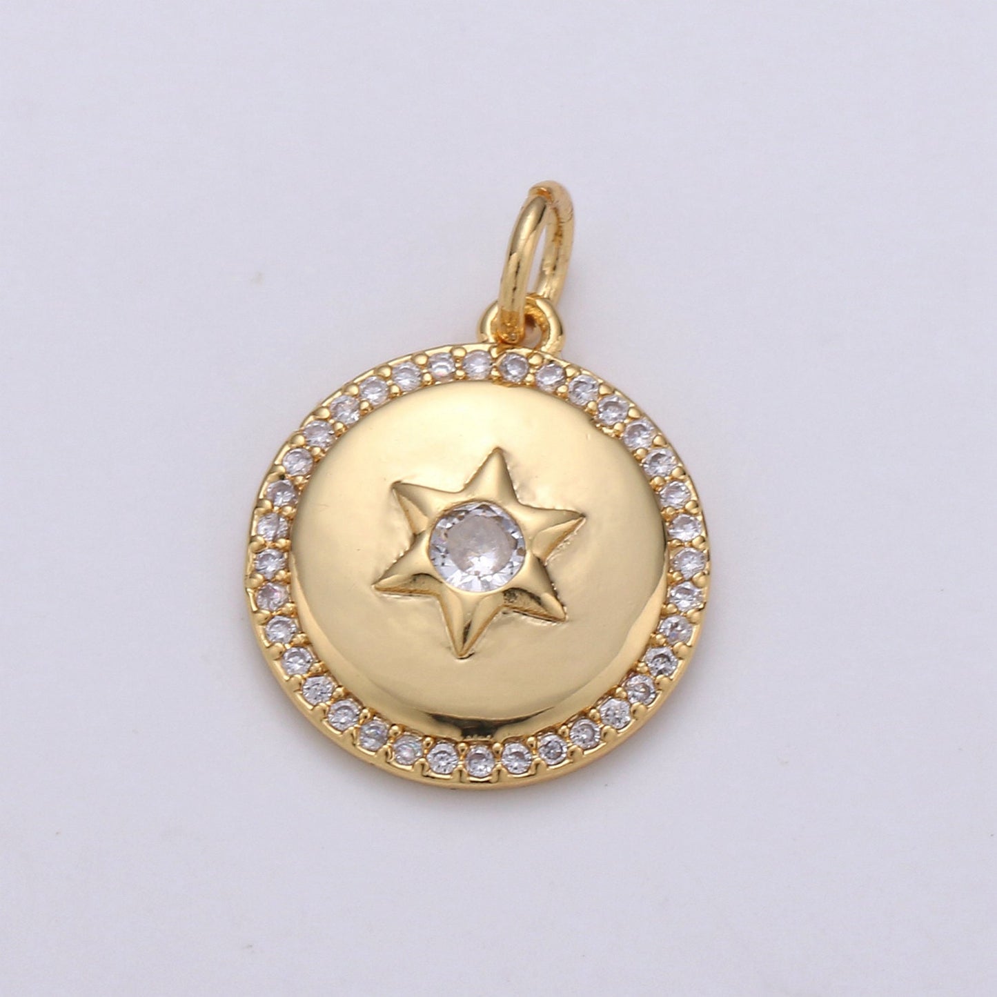 Micro Pave Celestial Jewelry Gold Star Charm Jewelry Making Supply 24K Gold Findings