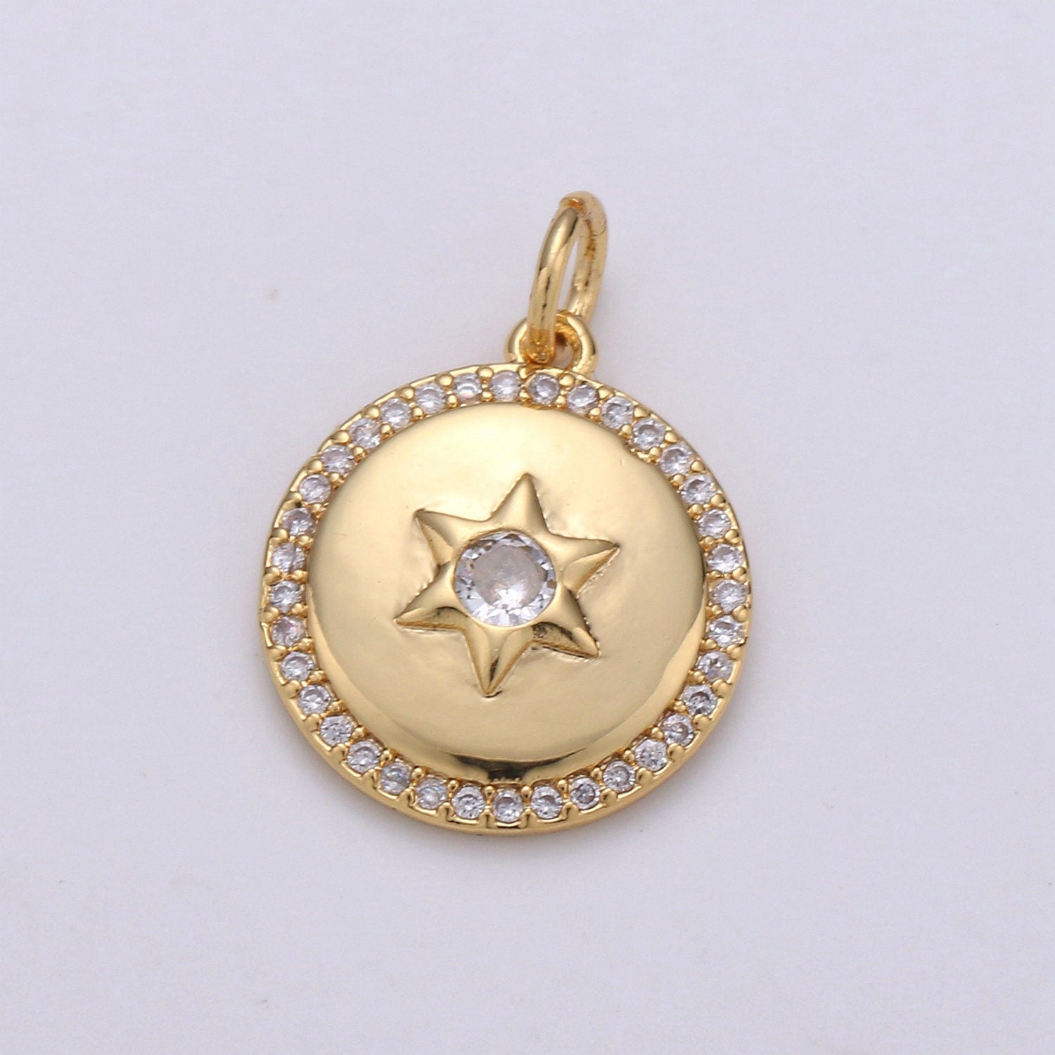 Micro Pave Celestial Jewelry Gold Star Charm Jewelry Making Supply 24K Gold Findings