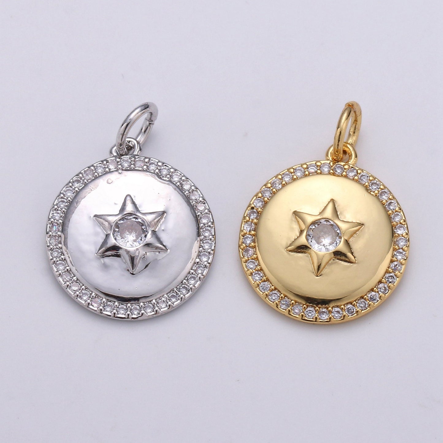 Micro Pave Celestial Jewelry Gold Star Charm Jewelry Making Supply 24K Gold Findings