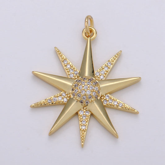 1x Micro Pave Star Charms, Cubic Zirconia Charms, CZ Charms, Gold Star Charm, Necklace Pendant Bracelet Charms Silver Star Celestial Jewelry