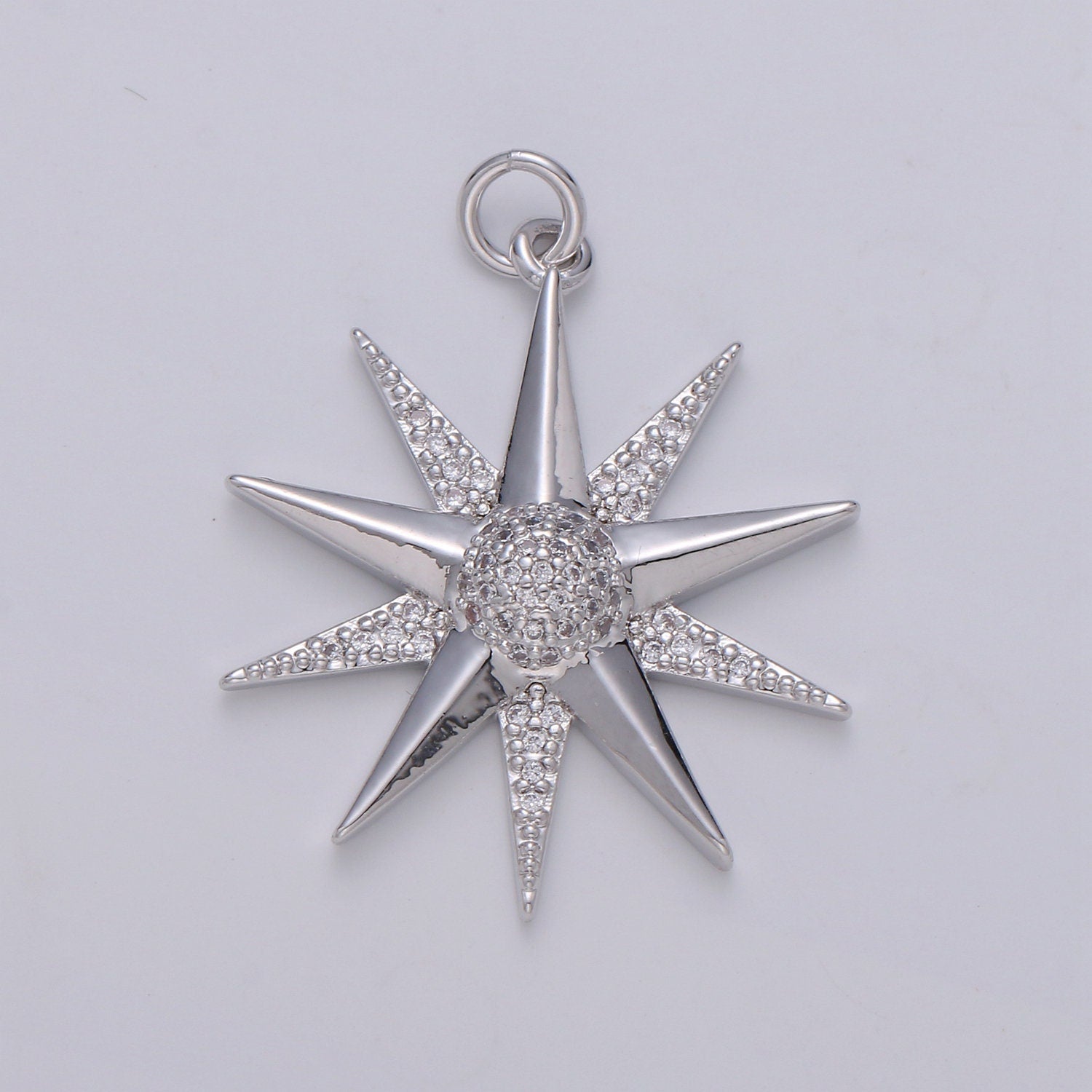 1x Micro Pave Star Charms, Cubic Zirconia Charms, CZ Charms, Gold Star Charm, Necklace Pendant Bracelet Charms Silver Star Celestial Jewelry