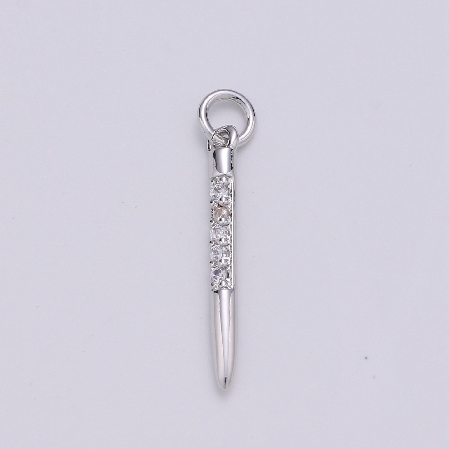 1pc 24k Gold Micro Pave CZ Bullet Pendant , Clear Micro Pave CZ Charm, Pendant, Silver Charm For DIY Jewelry 1650,1651