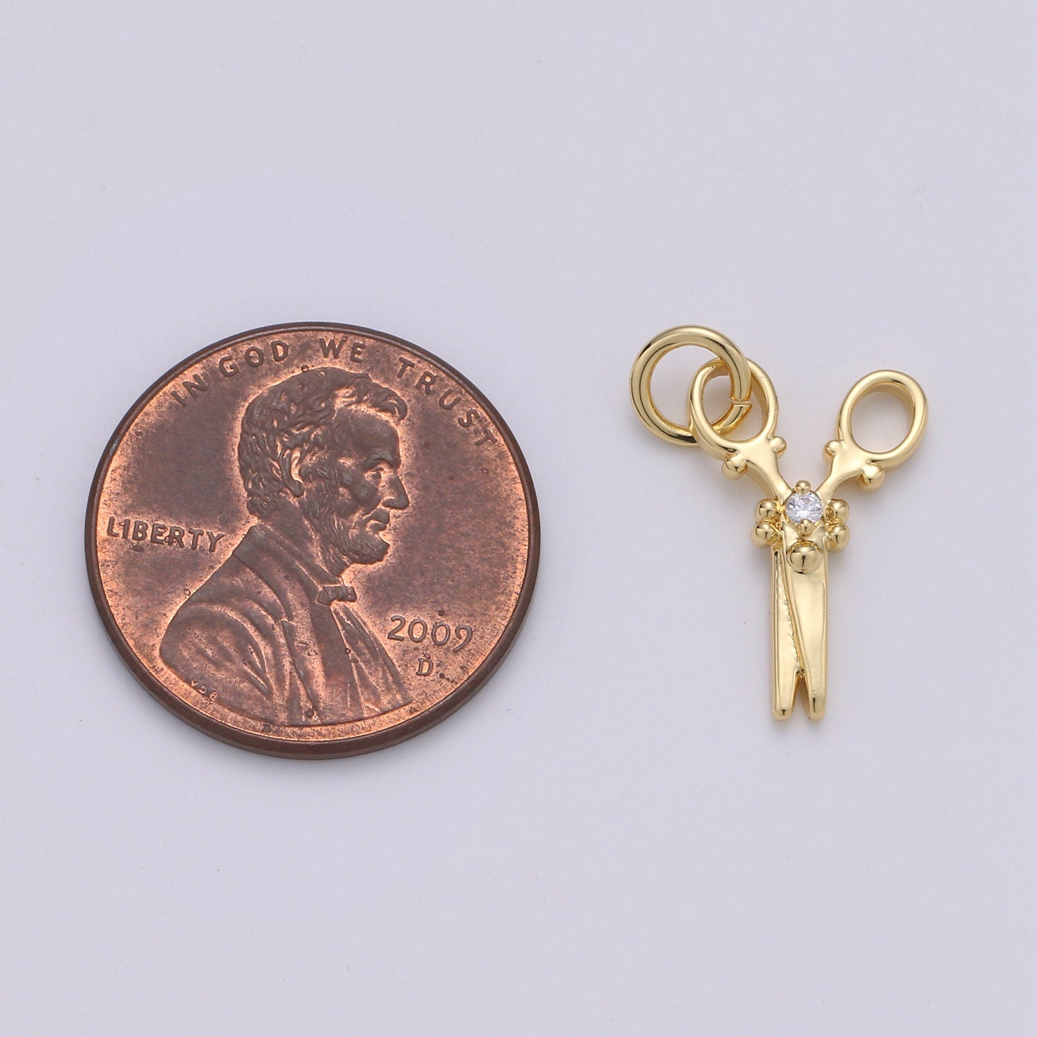 1pc 14k Gold Scissor Pendant Charm, Dainty scissor charm Pendant, For Jewelry Making Supply, CHGF-1663