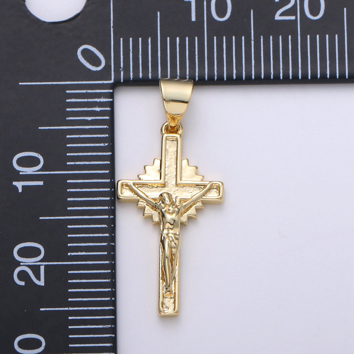 Gold Cross Pendant, crucifix cross charm Jesus Pendant Religious Necklace Pendant, 14k Gold Religious Jewelry Making, i-913