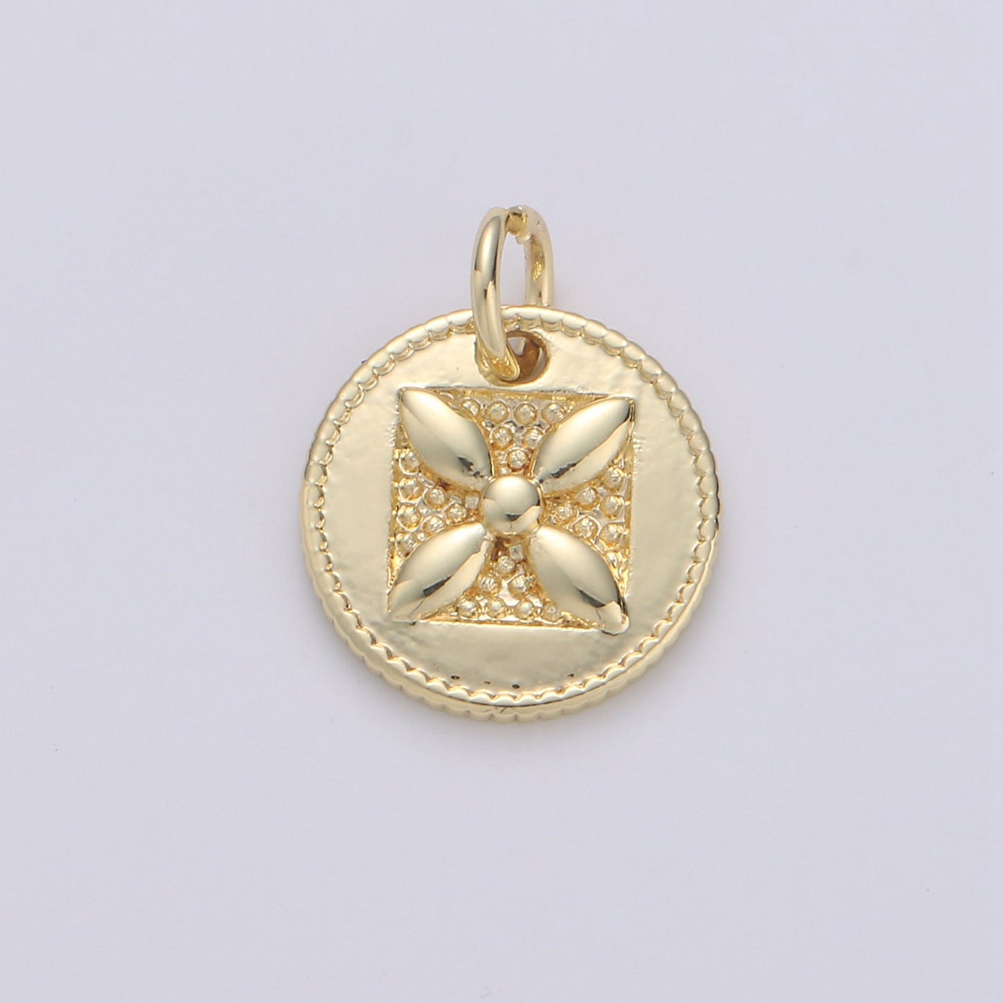 Dainty Tiny Small Flower Charm Monogram Pendant Gold Four leaf petal charm for DIY Jewelry Making 24k Gold Findings D-544