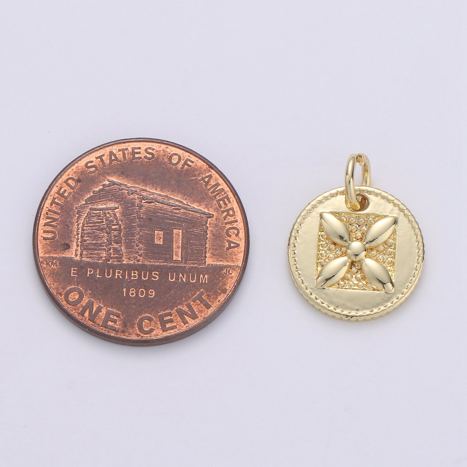 Dainty Tiny Small Flower Charm Monogram Pendant Gold Four leaf petal charm for DIY Jewelry Making 24k Gold Findings D-544