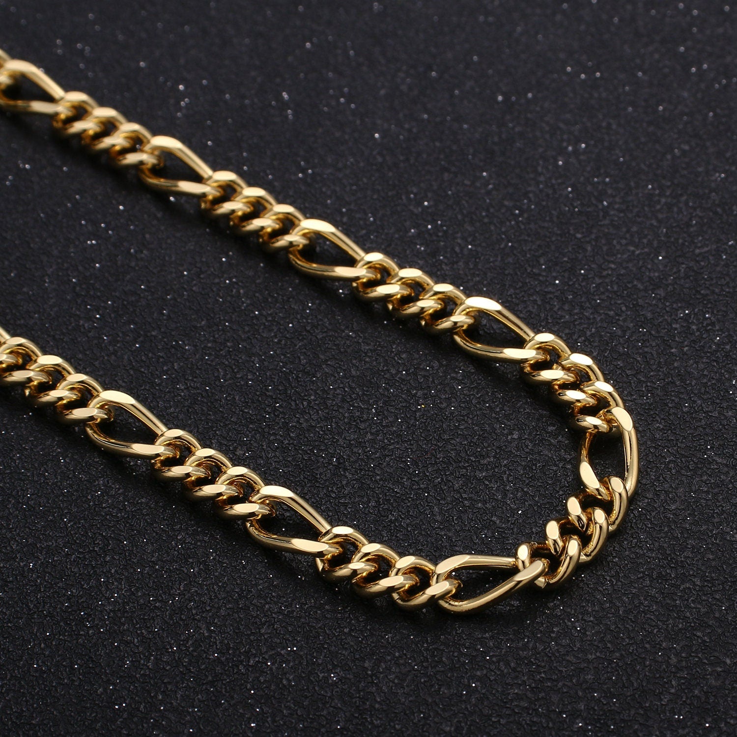24K Gold Figaro Chain by Yard, 6mm Figaro Chain, Wholesale bulk Roll Chain Jewelry Making Bold Chunky Thick Gold Chain,Roll-240