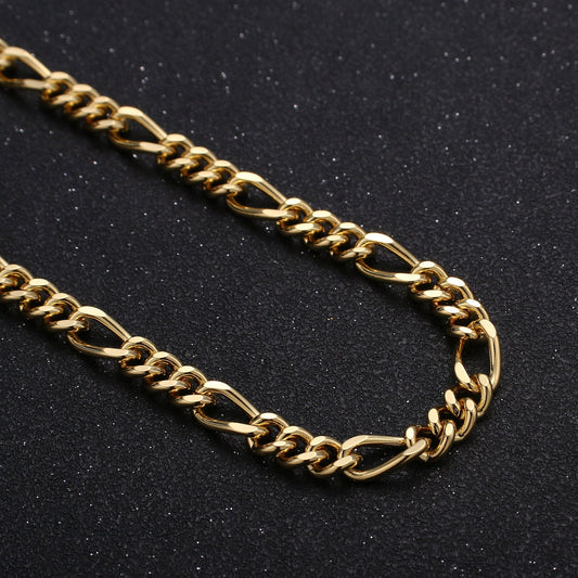 24K Gold Figaro Chain by Yard, 6mm Figaro Chain, Wholesale bulk Roll Chain Jewelry Making Bold Chunky Thick Gold Chain,Roll-240