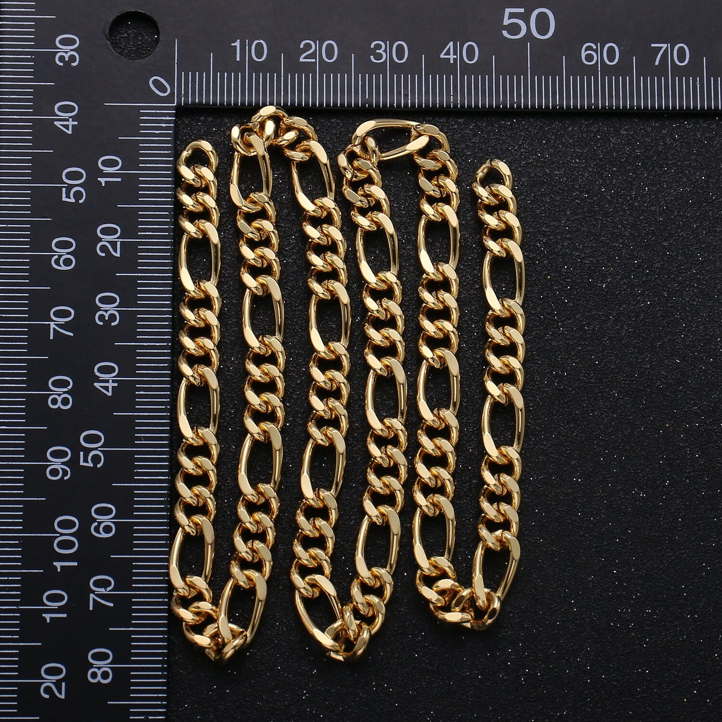 24K Gold Figaro Chain by Yard, 6mm Figaro Chain, Wholesale bulk Roll Chain Jewelry Making Bold Chunky Thick Gold Chain,Roll-240