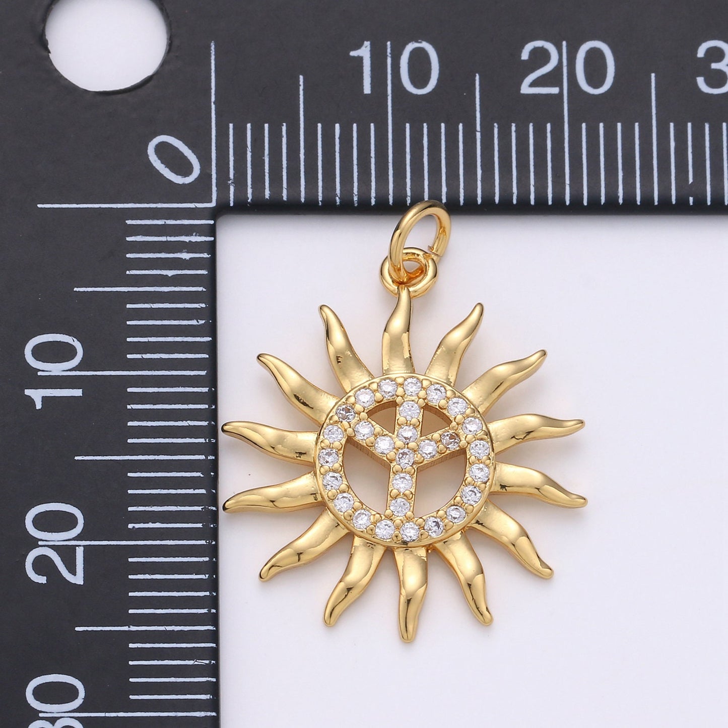 1pc 24k Gold Micro Pave CZ Sun Burst Pendant Charm, Cubic Sun Micro Pave CZ Pendant Charm Celesial For DIY Boho Jewelry chgf 1639