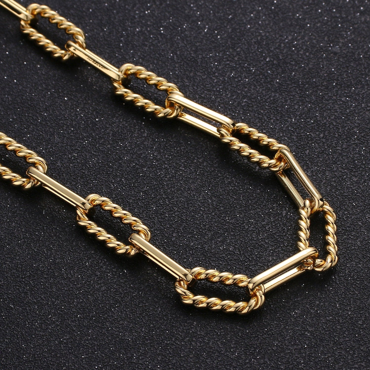 Gold Chunky Paper Clip Chain by Yard Large Twist Chain Wholesale bulk Chain Jewelry Making for Bold Statement Layer Necklace 8.5x13, 280