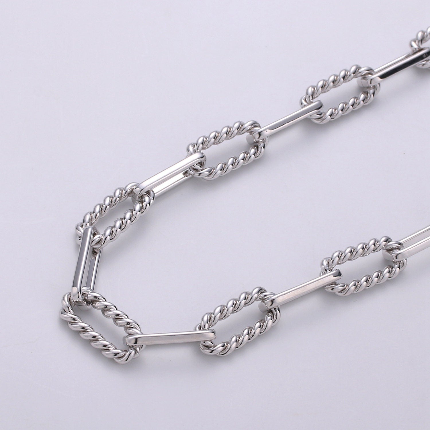 Silver Chunky Paper Clip Chain by Yard Large Twist Chain Wholesale bulk Chain Jewelry Making Bold Statement Layer Necklace 8.5x13, 