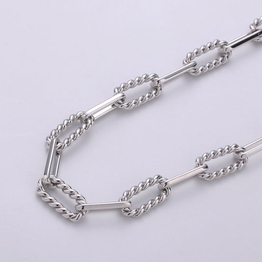 Silver Chunky Paper Clip Chain by Yard Large Twist Chain Wholesale bulk Chain Jewelry Making Bold Statement Layer Necklace 8.5x13, 