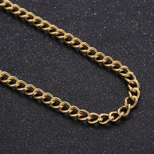 24K Gold Chunky Curb Chain by Yard, Cuban Curb Chain by Foot, Wholesale bulk Roll Chain for Jewelry Making Width 5mm, 282
