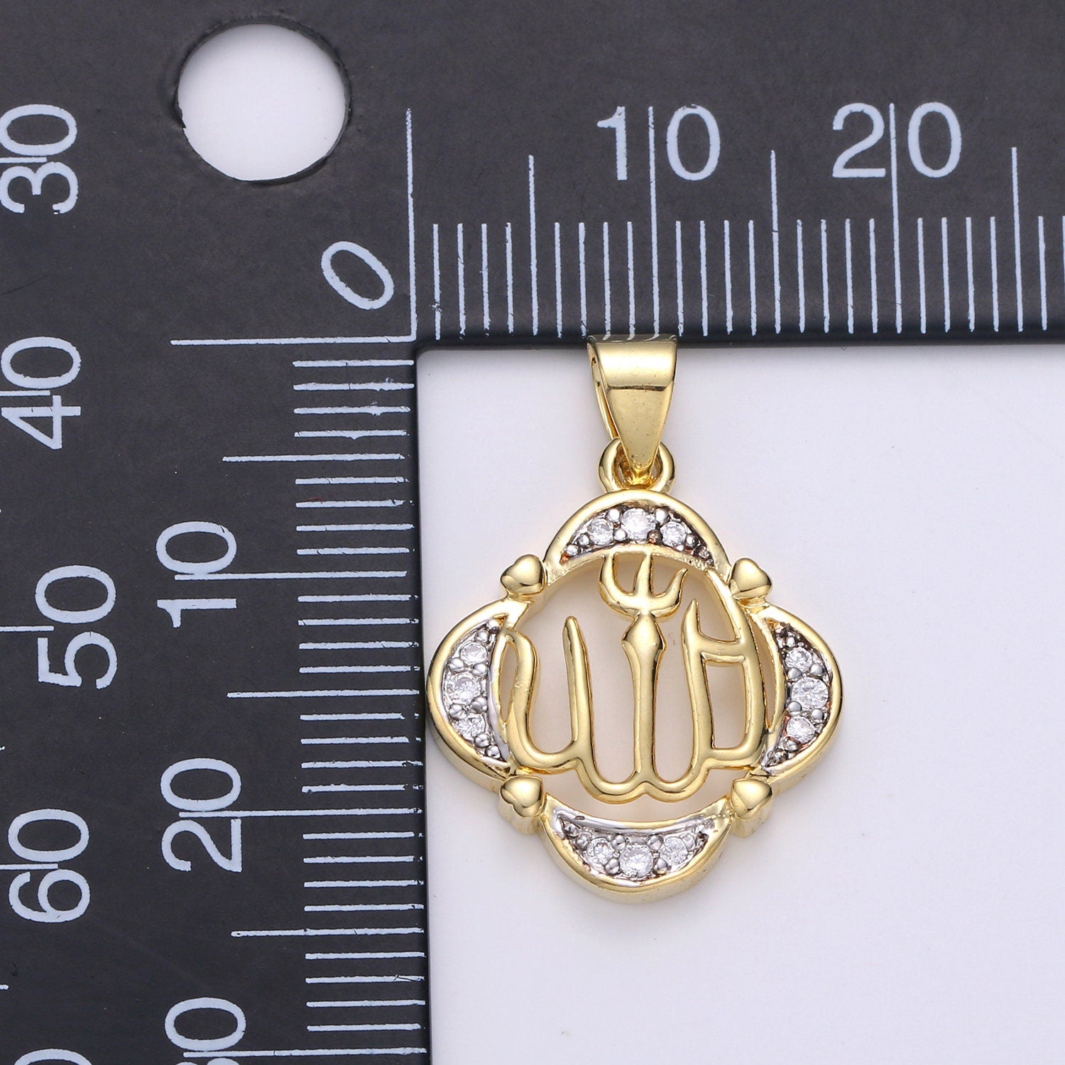 2 Tone Color Pendant in 24k Gold Jewelry Allah Pendant Micro Pave CalligraphyPendant Necklace for Muslim Islam Religious Jewelry 1793