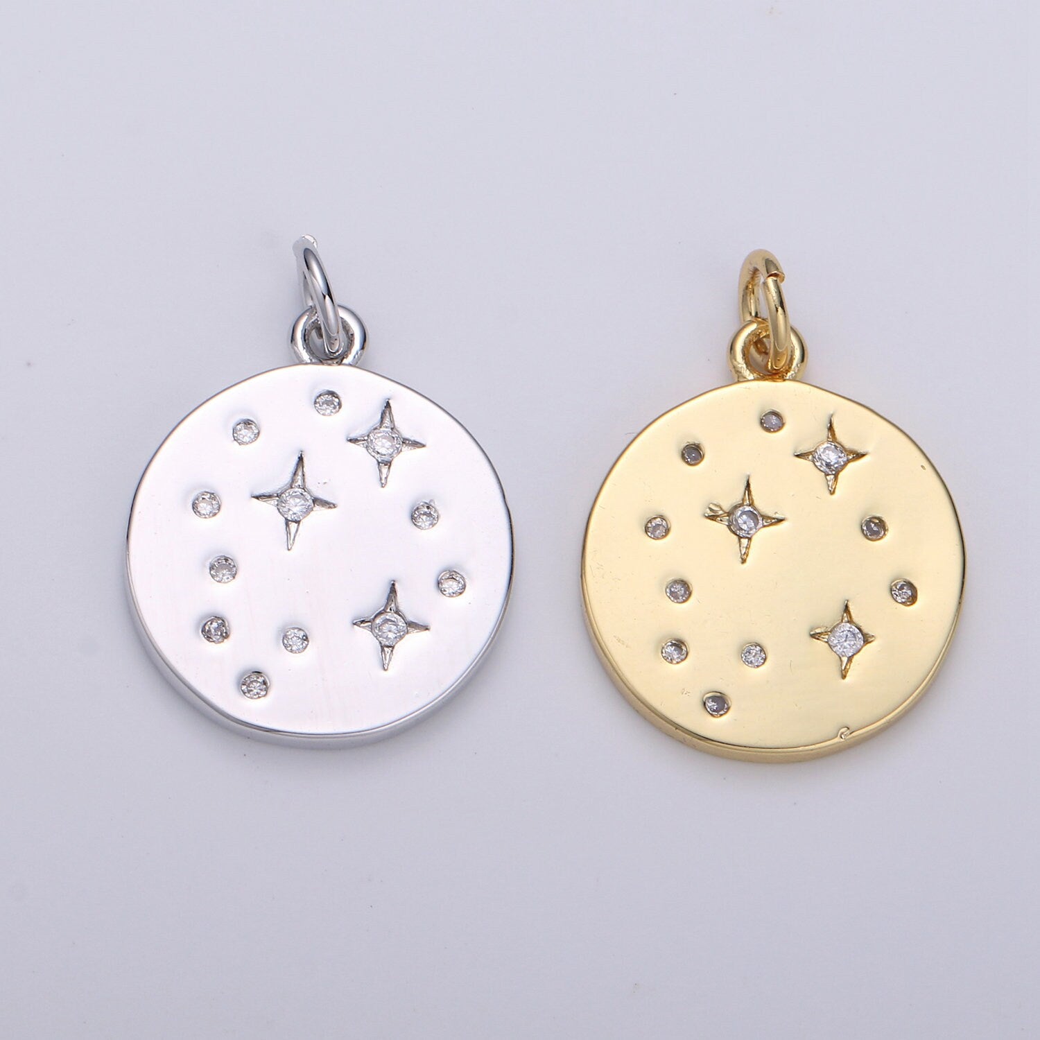 Gold Star Jewelry Gold Sky Galaxy Charm Jewelry Making Supply 24K Gold Findings Silver Celestial Jewelry, D-530, D-531