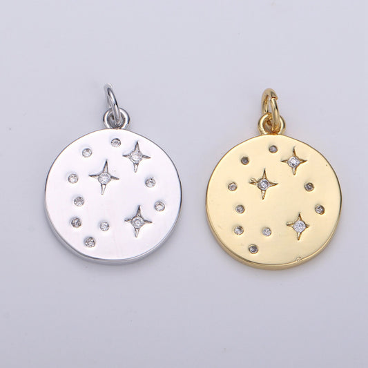 Gold Star Jewelry Gold Sky Galaxy Charm Jewelry Making Supply 24K Gold Findings Silver Celestial Jewelry, D-530, D-531