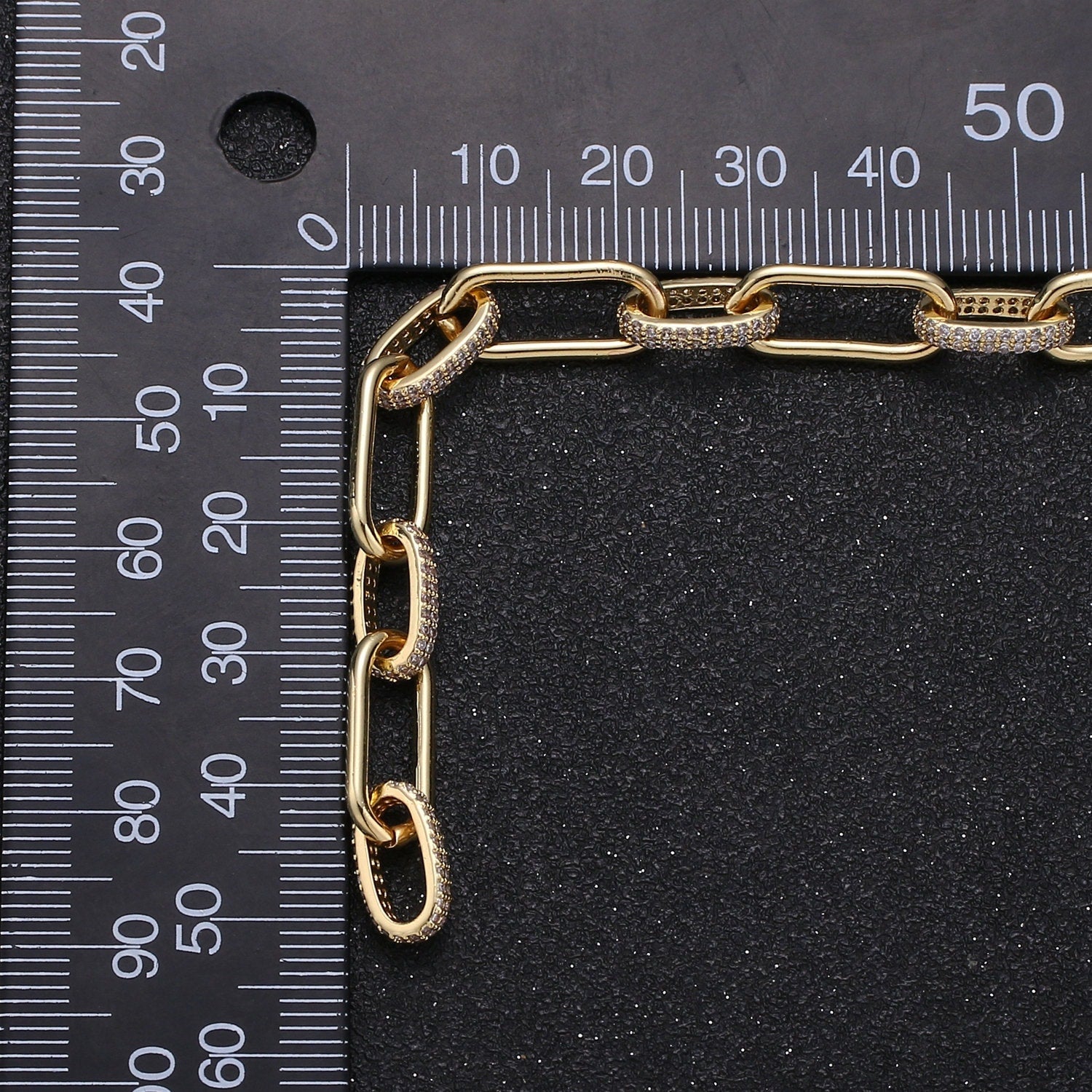 Gold Micro Pave Chain CZ Paper Clip Chain Specialty Link Cable Chain Cubic ClearChain Chunky Chain Size 7.5x17;5mm RC 293,294, O67, O68