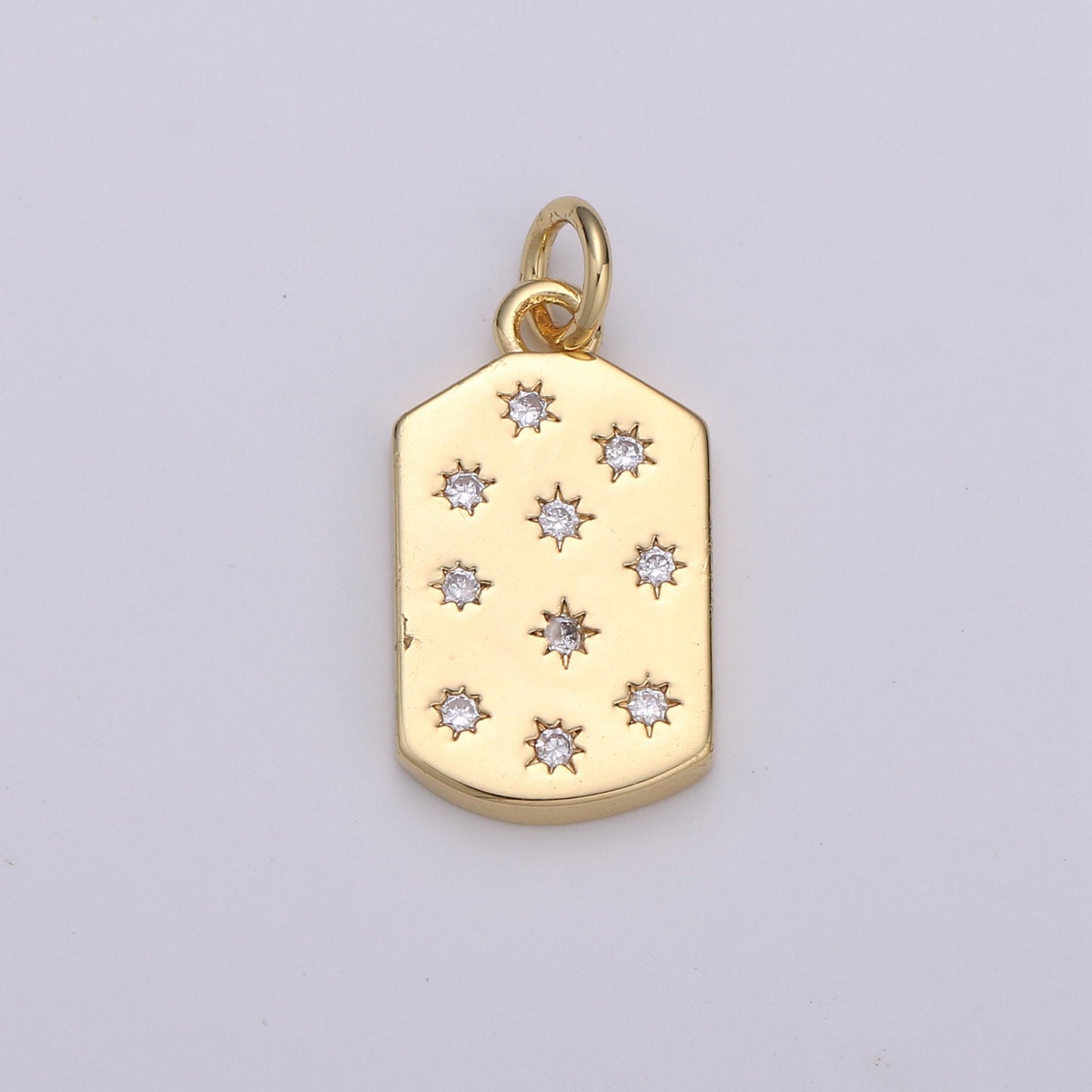 Micro Pave Star Pendant Dainty Star Charm Gold Celestial Dog Tag Charm Military Tag Jewelry Making Supply 24K Gold Findings,D-532