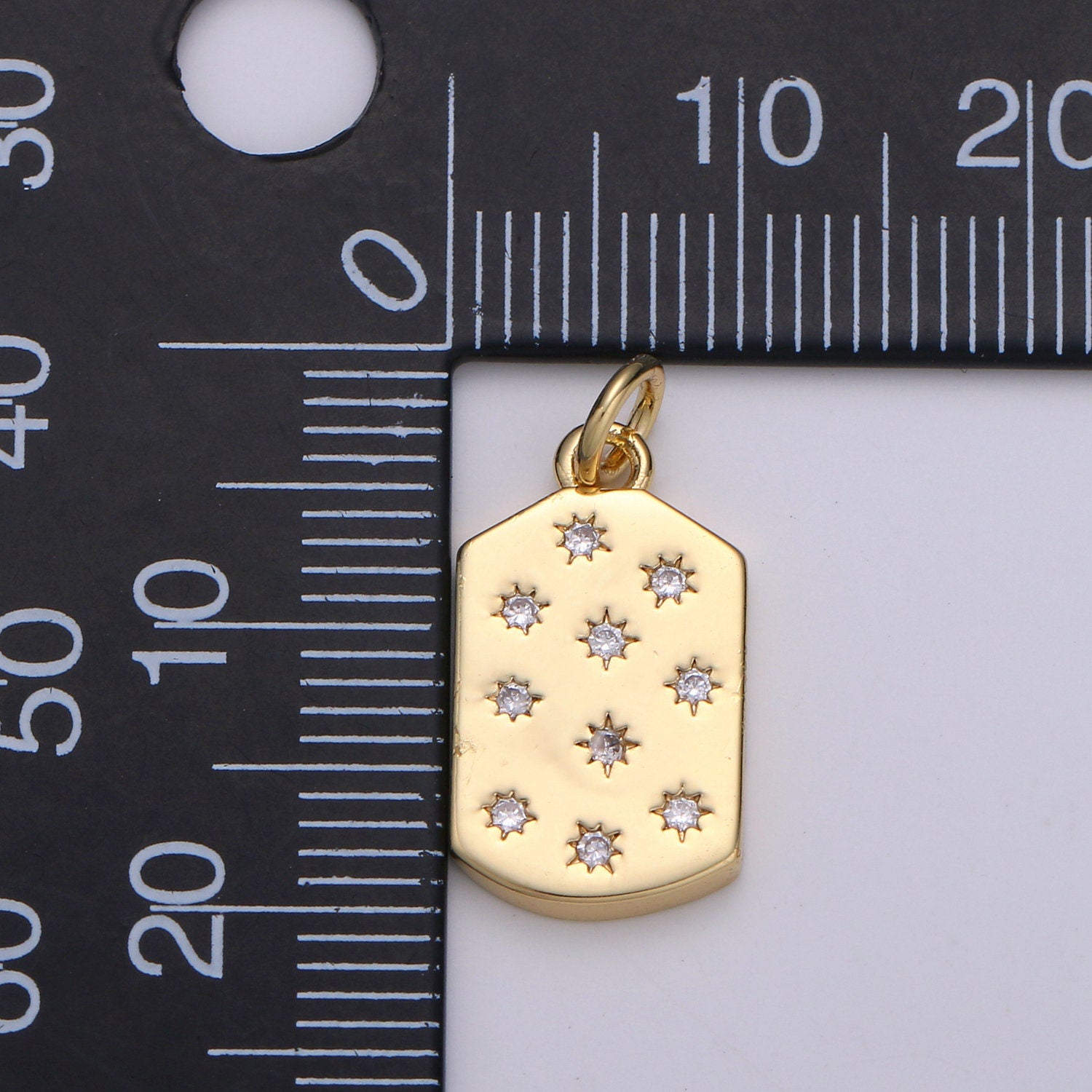 Micro Pave Star Pendant Dainty Star Charm Gold Celestial Dog Tag Charm Military Tag Jewelry Making Supply 24K Gold Findings,D-532