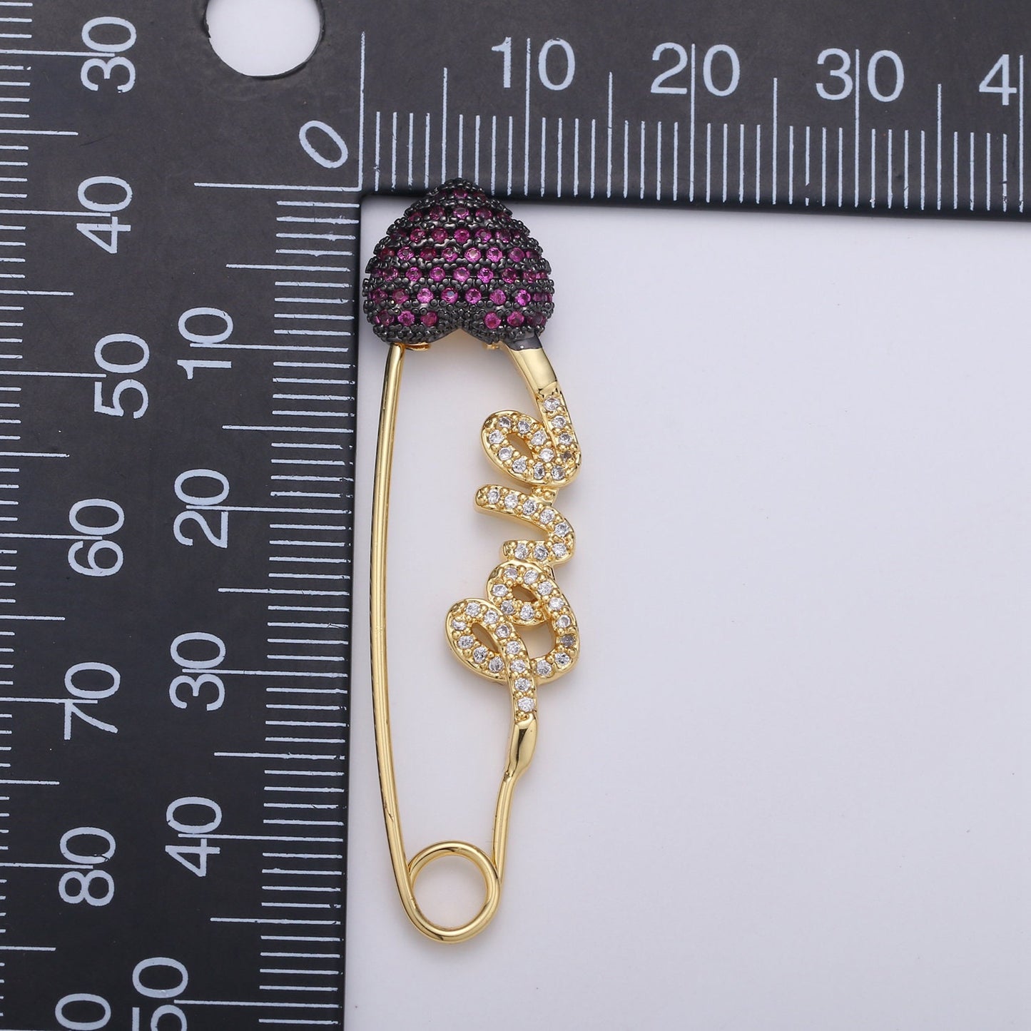 1x Bridal pins Clear Purple Teal bride safety pin wedding gift, Love pin, bridal brooch pin, 24k gold brooch Micro Pave Charm