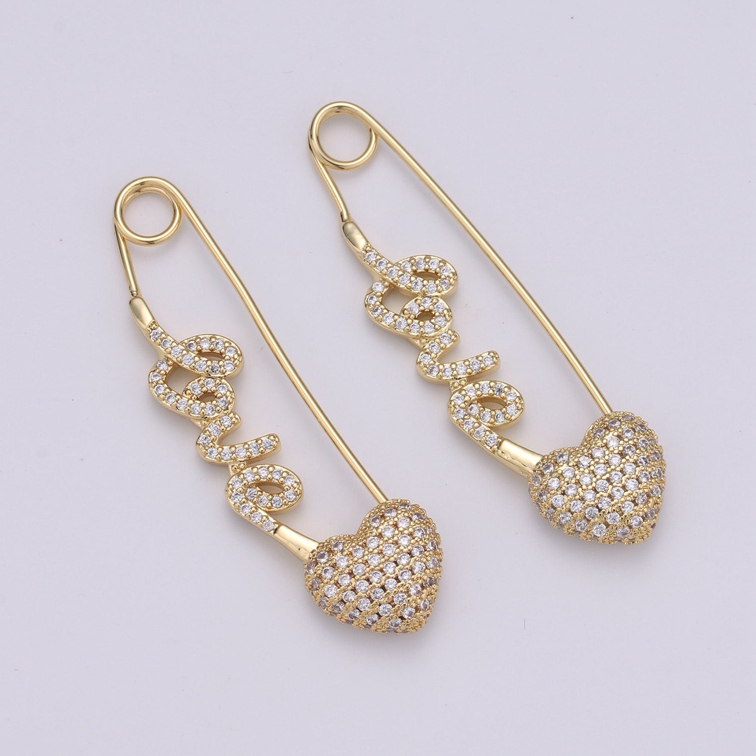 1x Bridal pins Clear Purple Teal bride safety pin wedding gift, Love pin, bridal brooch pin, 24k gold brooch Micro Pave Charm