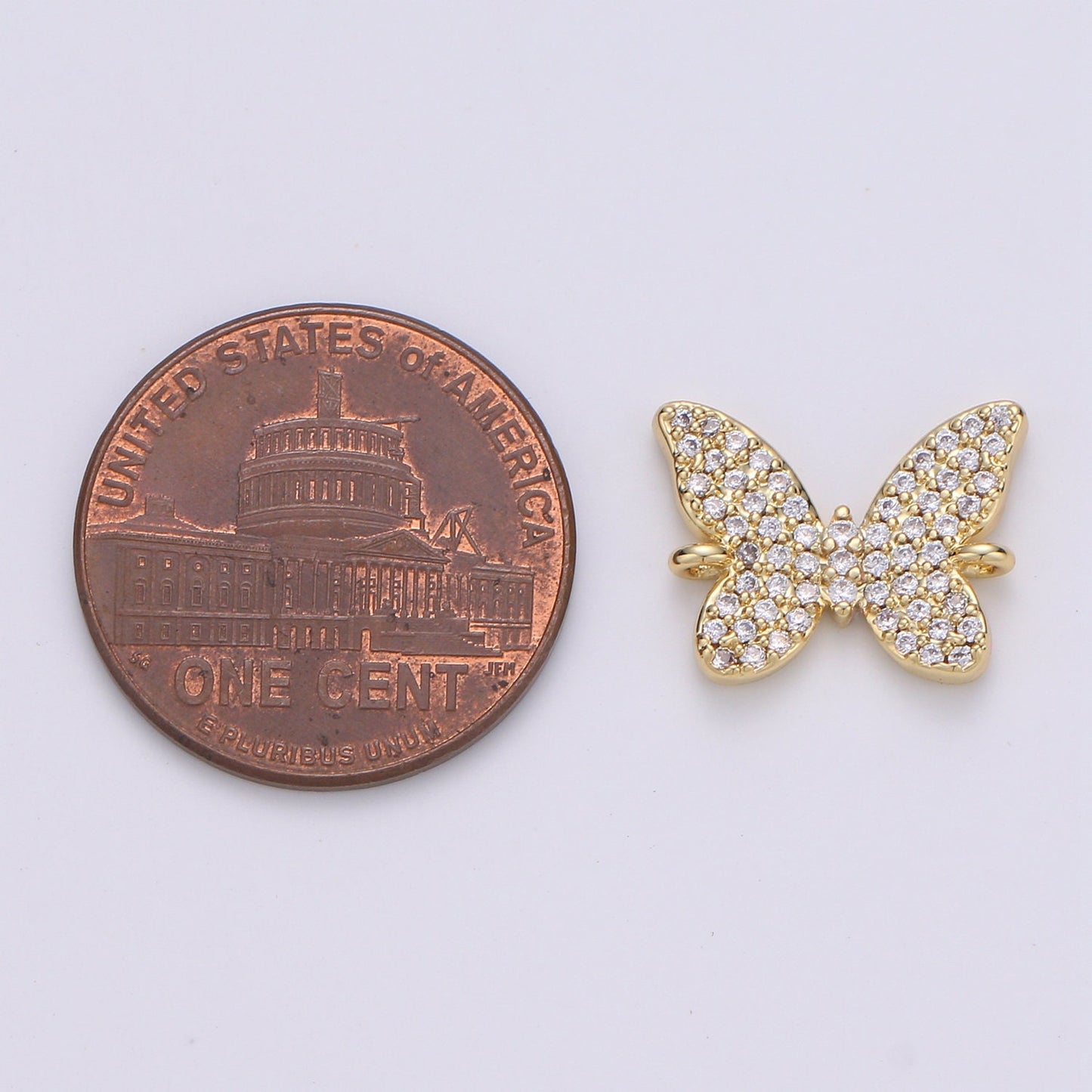 14K Gold Butterfly Connector - Dainty Link Connector- Cubic Mariposa Charm Connector- for Necklace Bracelet Component, F-501