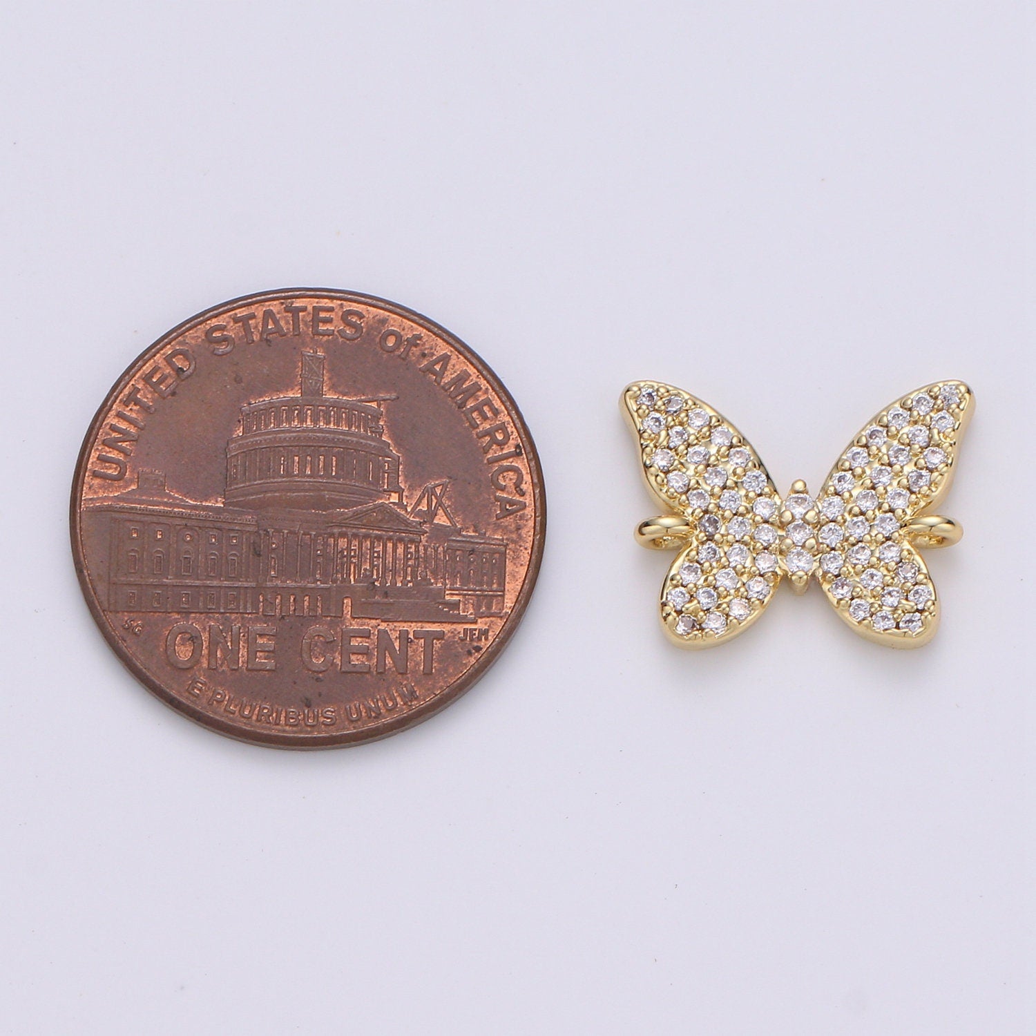 14K Gold Butterfly Connector - Dainty Link Connector- Cubic Mariposa Charm Connector- for Necklace Bracelet Component, F-501
