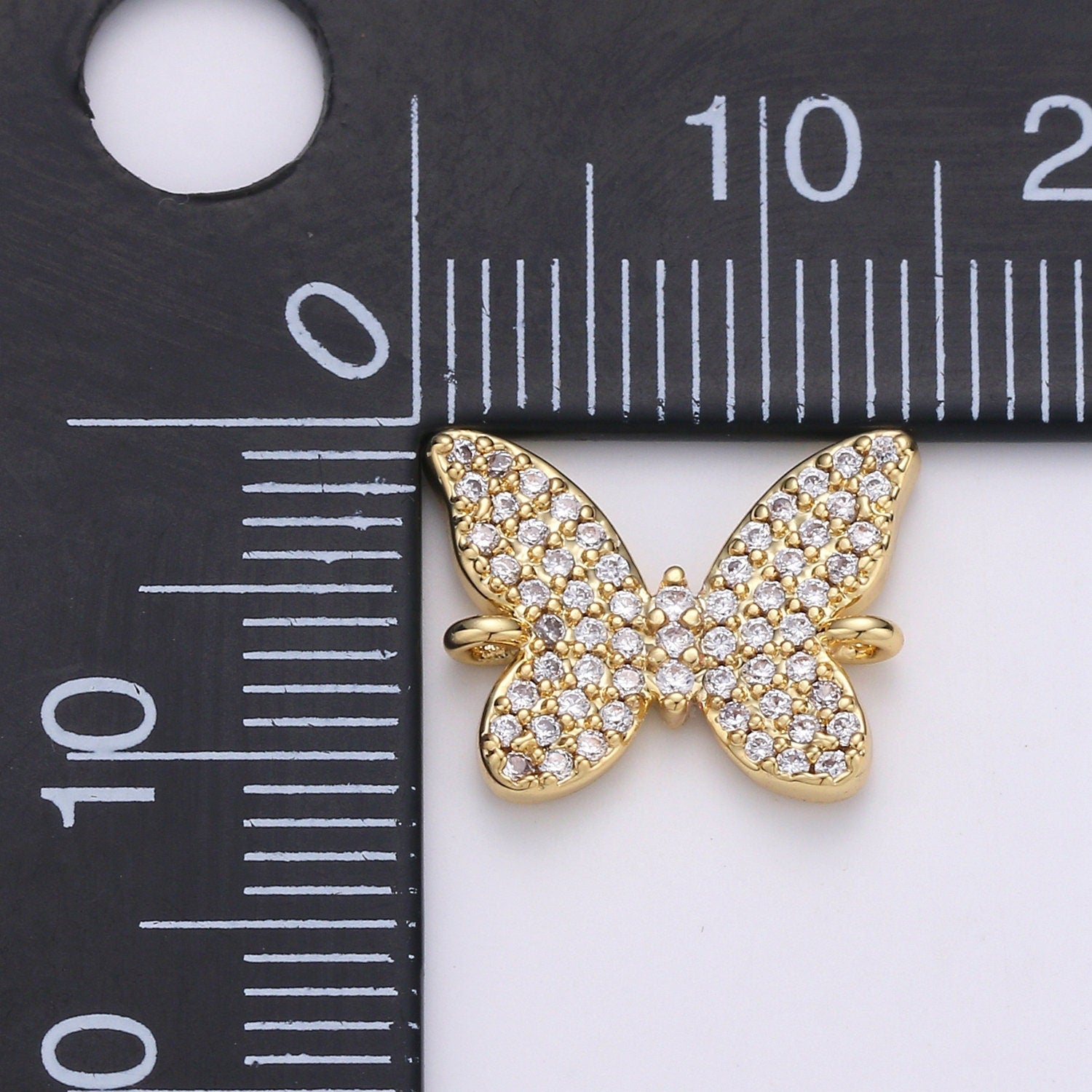 14K Gold Butterfly Connector - Dainty Link Connector- Cubic Mariposa Charm Connector- for Necklace Bracelet Component, F-501
