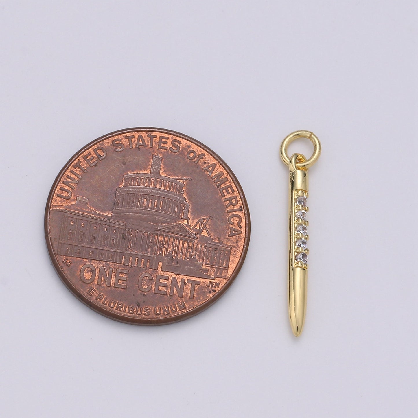1pc 24k Gold Micro Pave CZ Bullet Pendant , Clear Micro Pave CZ Charm, Pendant, Silver Charm For DIY Jewelry 1650,1651