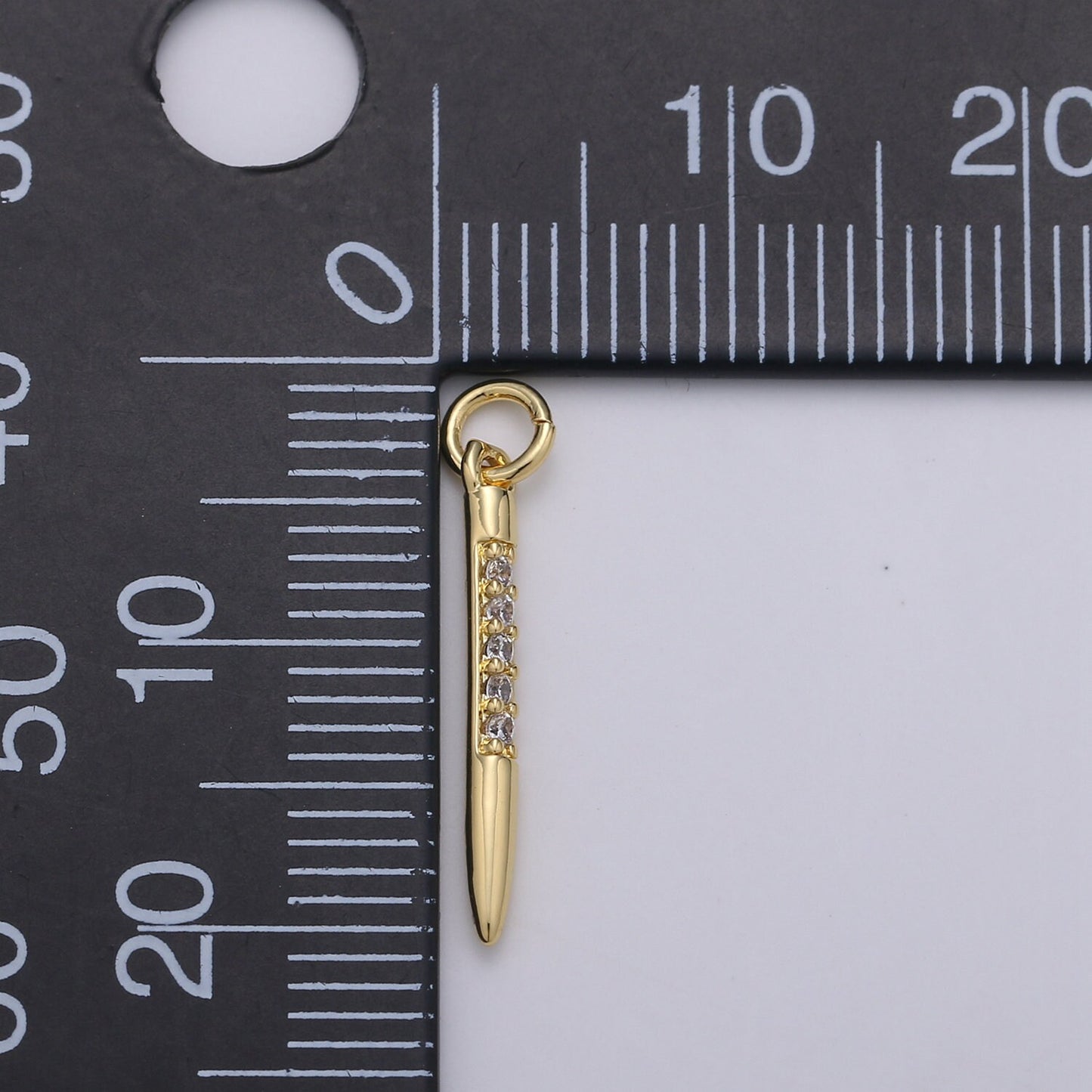 1pc 24k Gold Micro Pave CZ Bullet Pendant , Clear Micro Pave CZ Charm, Pendant, Silver Charm For DIY Jewelry 1650,1651