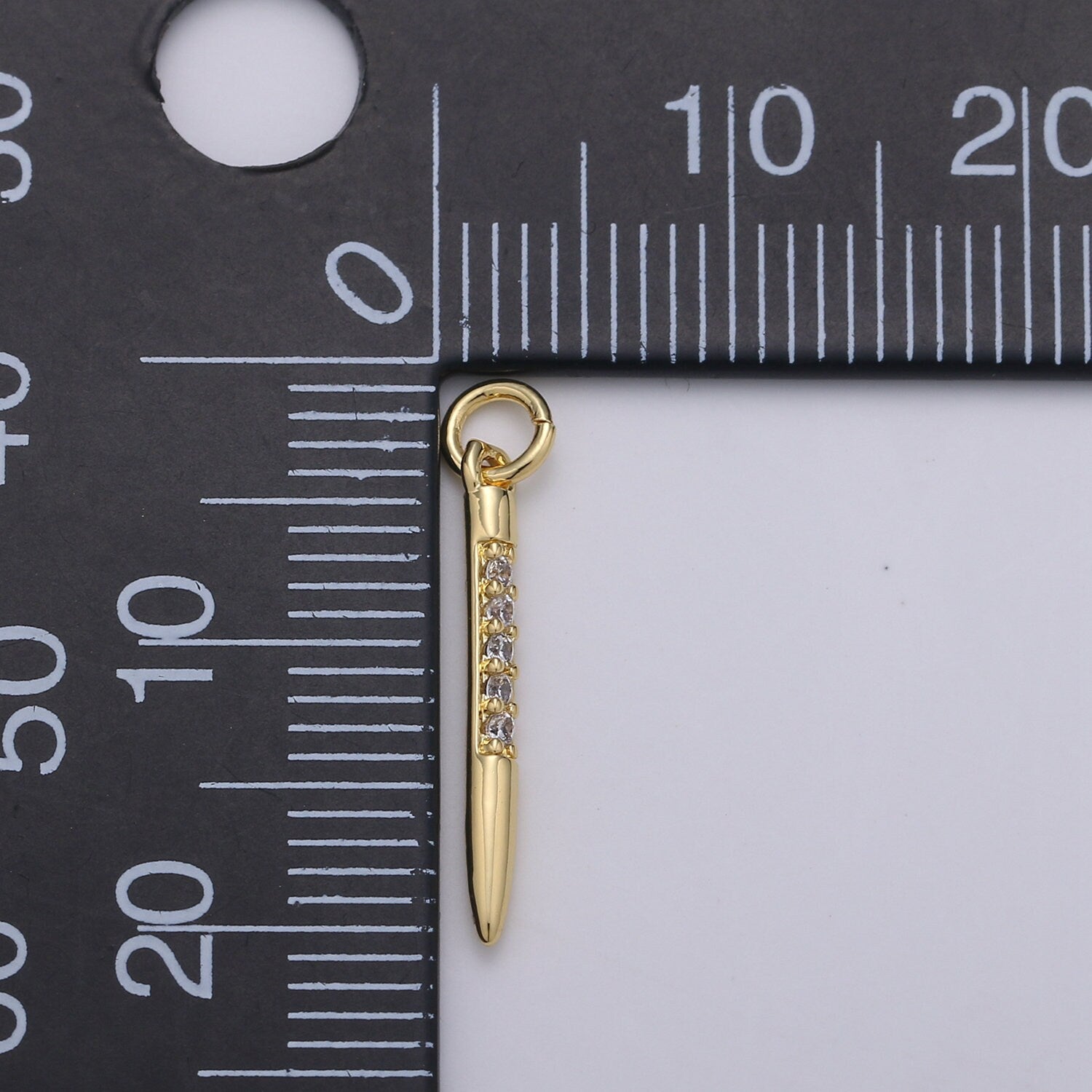 1pc 24k Gold Micro Pave CZ Bullet Pendant , Clear Micro Pave CZ Charm, Pendant, Silver Charm For DIY Jewelry 1650,1651