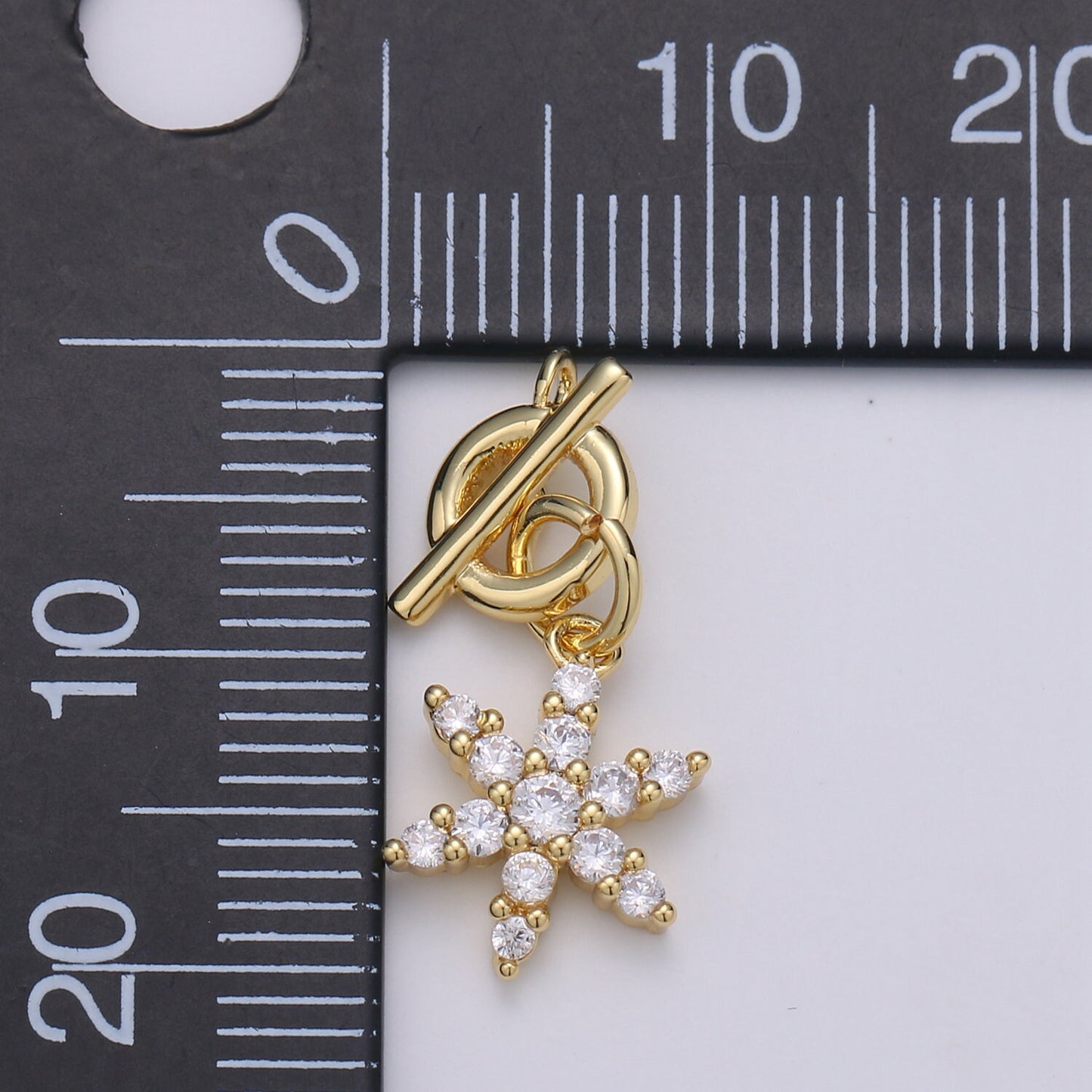1pc 14k Gold Micro Pave CZ Clear Snow Flake Pendant Charm, Micro Pave CZ Flower Pendant Charm, Pendant, For DIY Jewelry