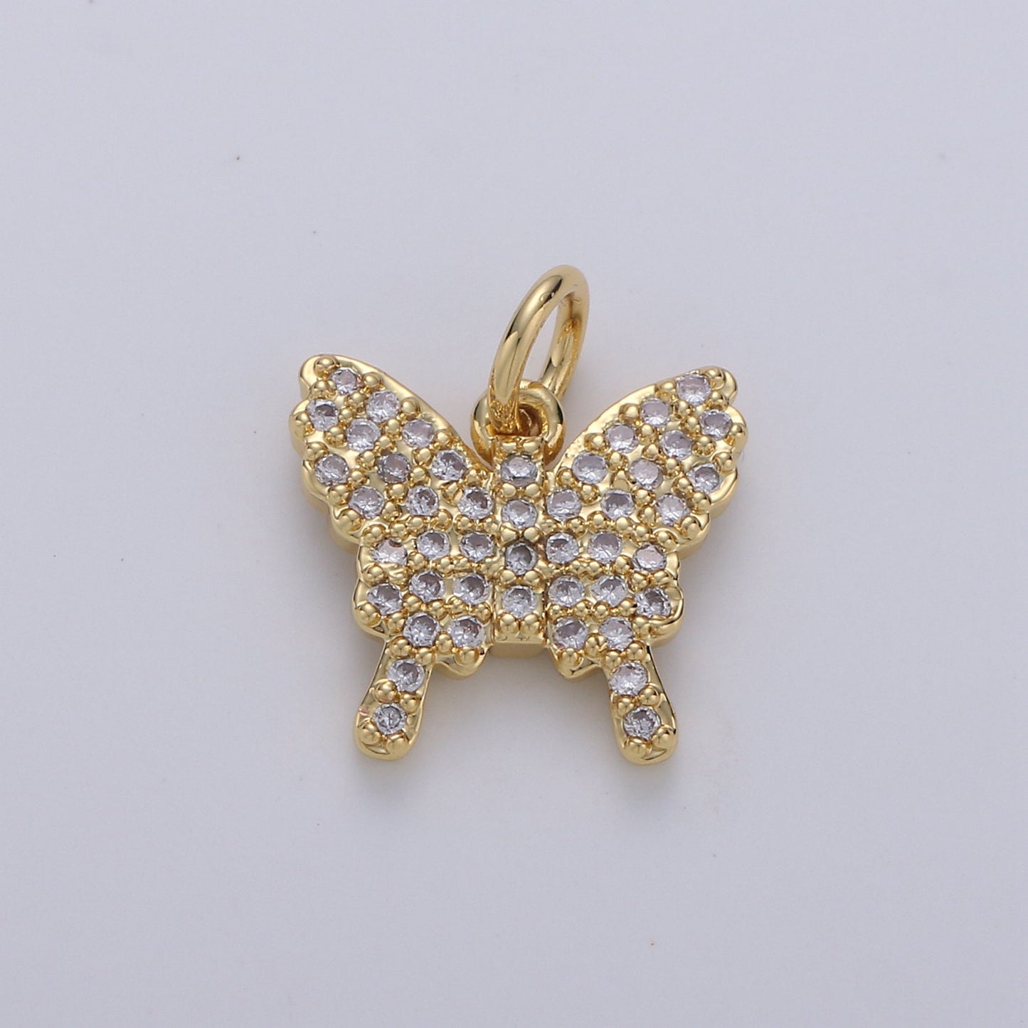Mini 24k Gold Micro Pave Butterfly Charm, Cubic Zirconia Mariposa Pendant Charm for Bracelet Earring Necklace jewelry Supply