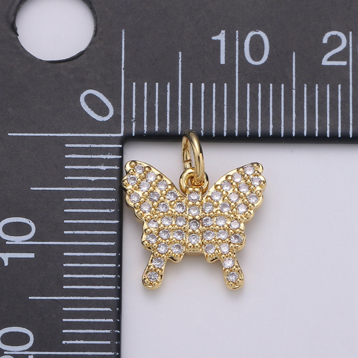 Mini 24k Gold Micro Pave Butterfly Charm, Cubic Zirconia Mariposa Pendant Charm for Bracelet Earring Necklace jewelry Supply