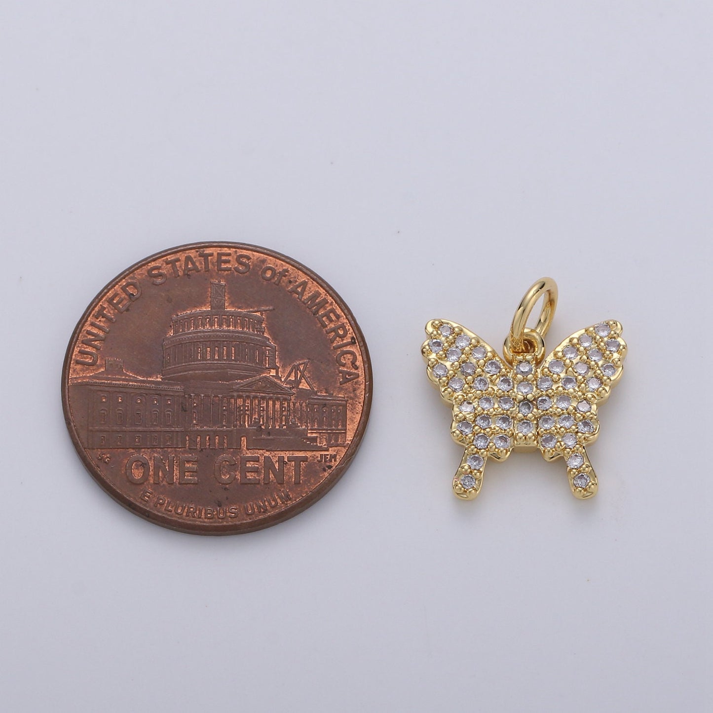 Mini 24k Gold Micro Pave Butterfly Charm, Cubic Zirconia Mariposa Pendant Charm for Bracelet Earring Necklace jewelry Supply