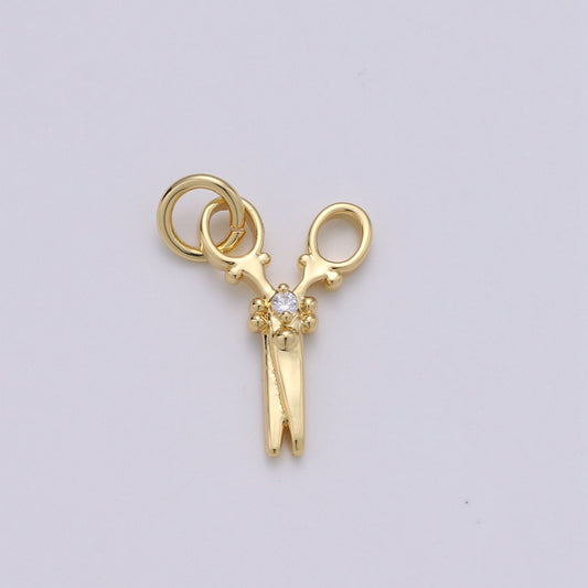1pc 14k Gold Scissor Pendant Charm, Dainty scissor charm Pendant, For Jewelry Making Supply, CHGF-1663