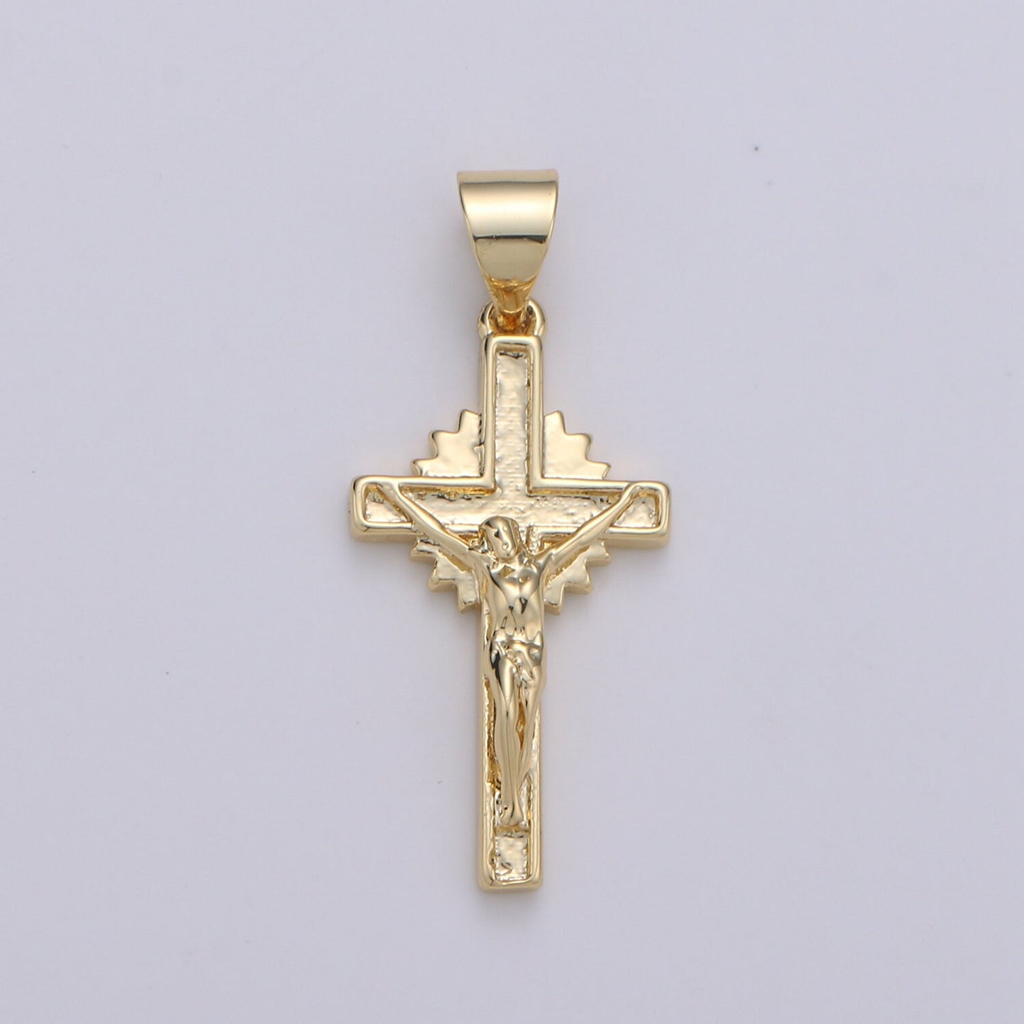 Gold Cross Pendant, crucifix cross charm Jesus Pendant Religious Necklace Pendant, 14k Gold Religious Jewelry Making, i-913