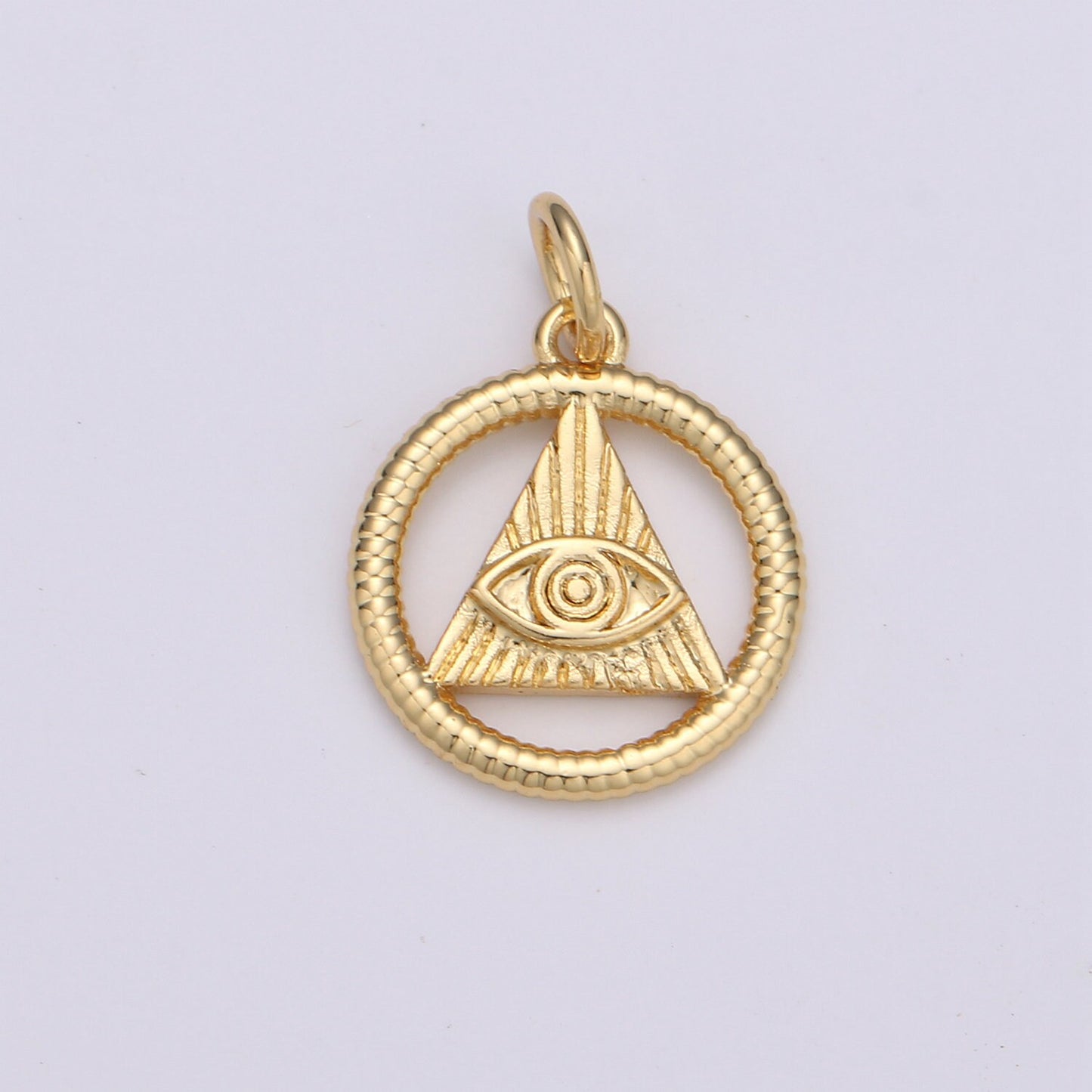 24k Gold and Silver Evil eye Triangle Charm, Circle Evil Eye Charm, , Gold Evil Eye Charm