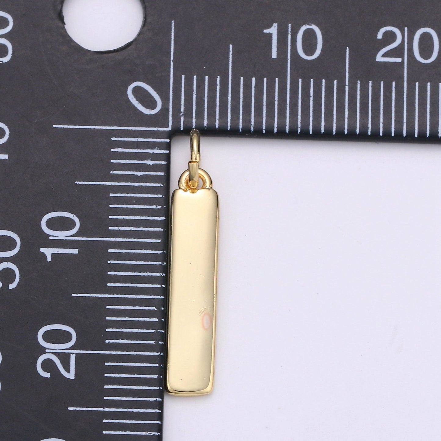 1pc 24k Gold and Silver Long Rectangle Charm, Dainty Women Necklace, Charm, For DIY Jewelry, Gold Color, CHGF-1570, 1571