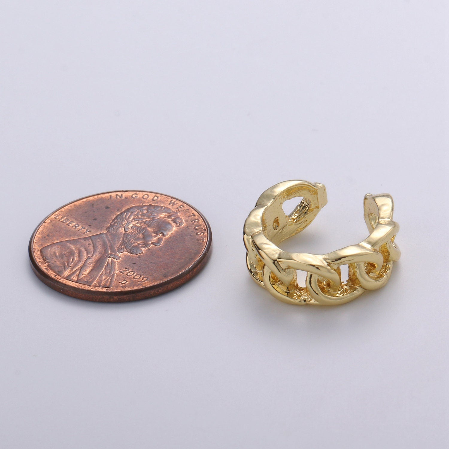 1Pcs 24K Gold Earcuff Earring, One Curb Chain Cuff, Nonpierced Earcuff for Cartilage, Single Earring, Minimalist ear cuff, EARCUFF- 79