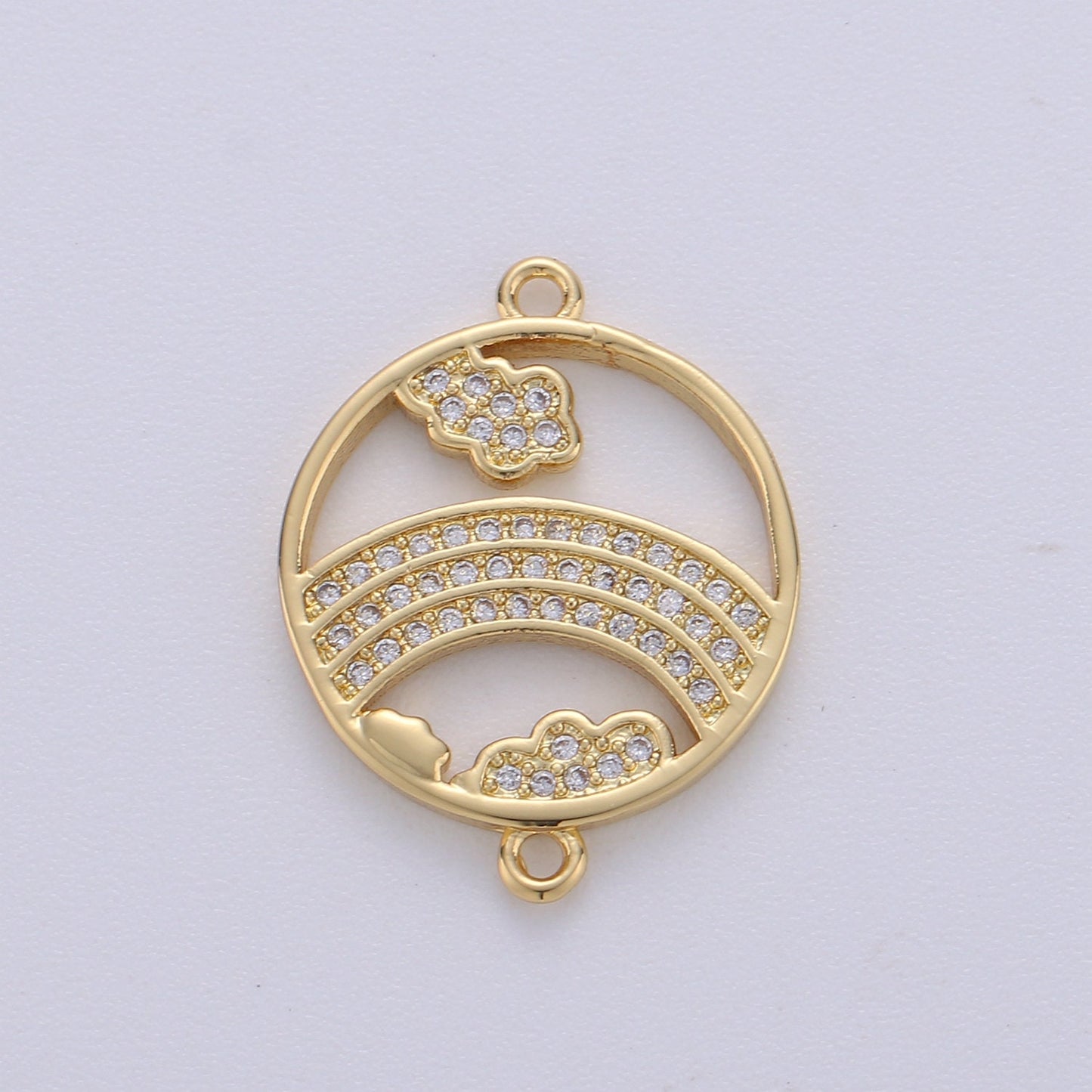 1pc 24k Gold Micro Pave CZ Rainbow Charm Connector Micro Pave CZ Rainbow Bracelet Connector For Bracelet Necklace Supply